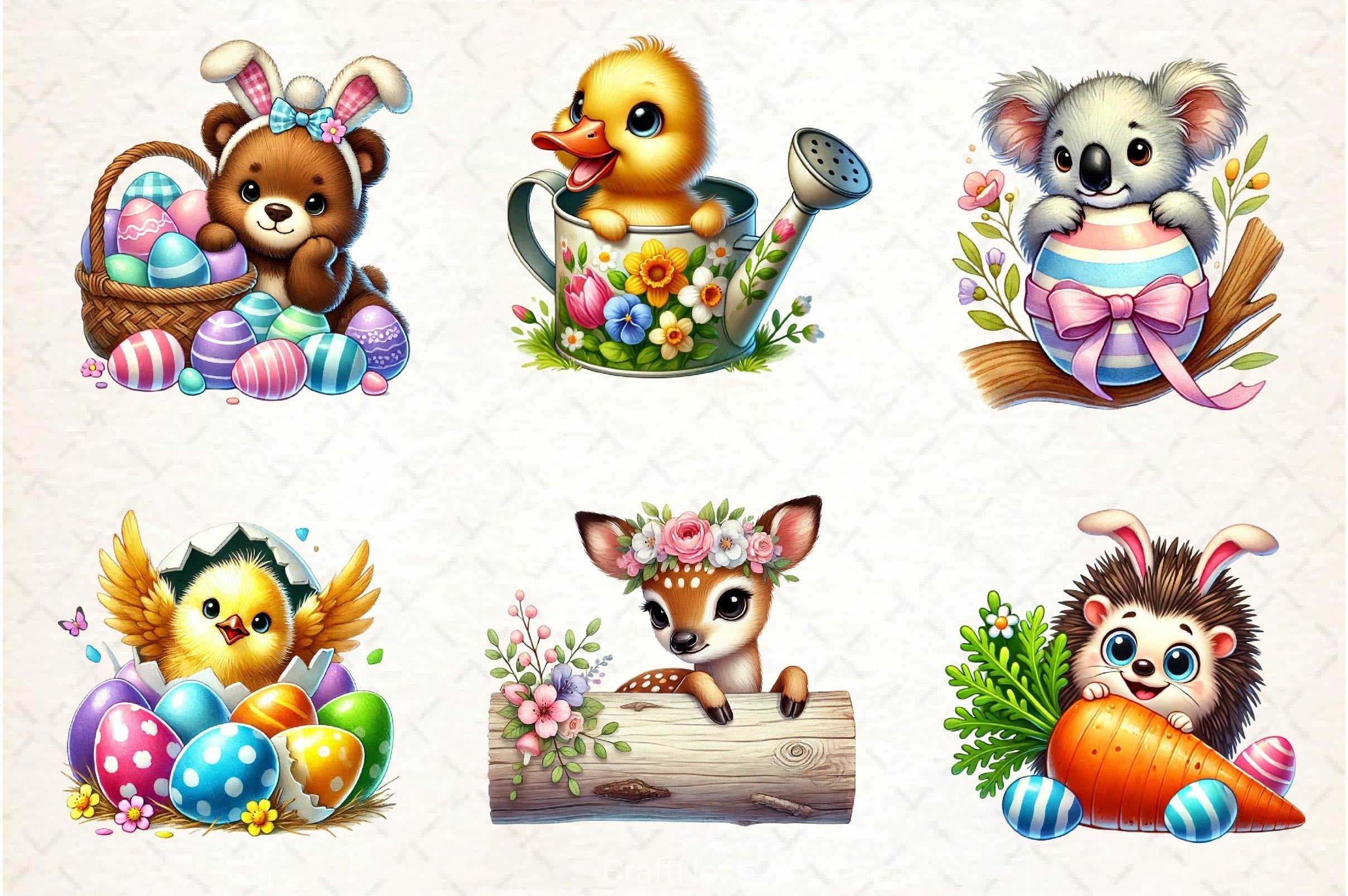 Peeking Easter Animals Clipart Bundle