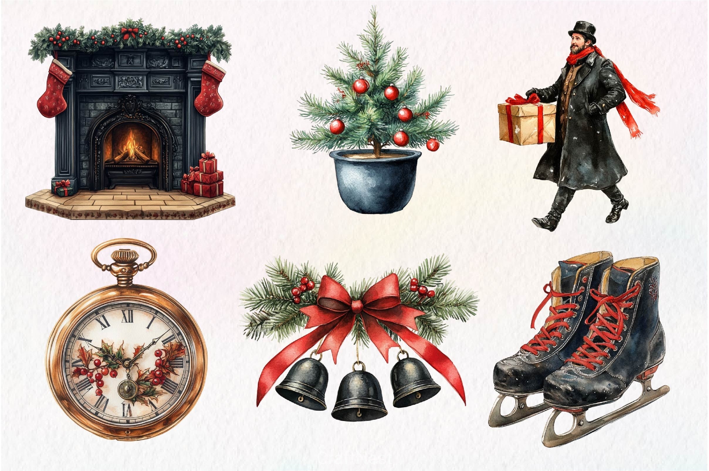 Victorian Christmas Clipart Bundle
