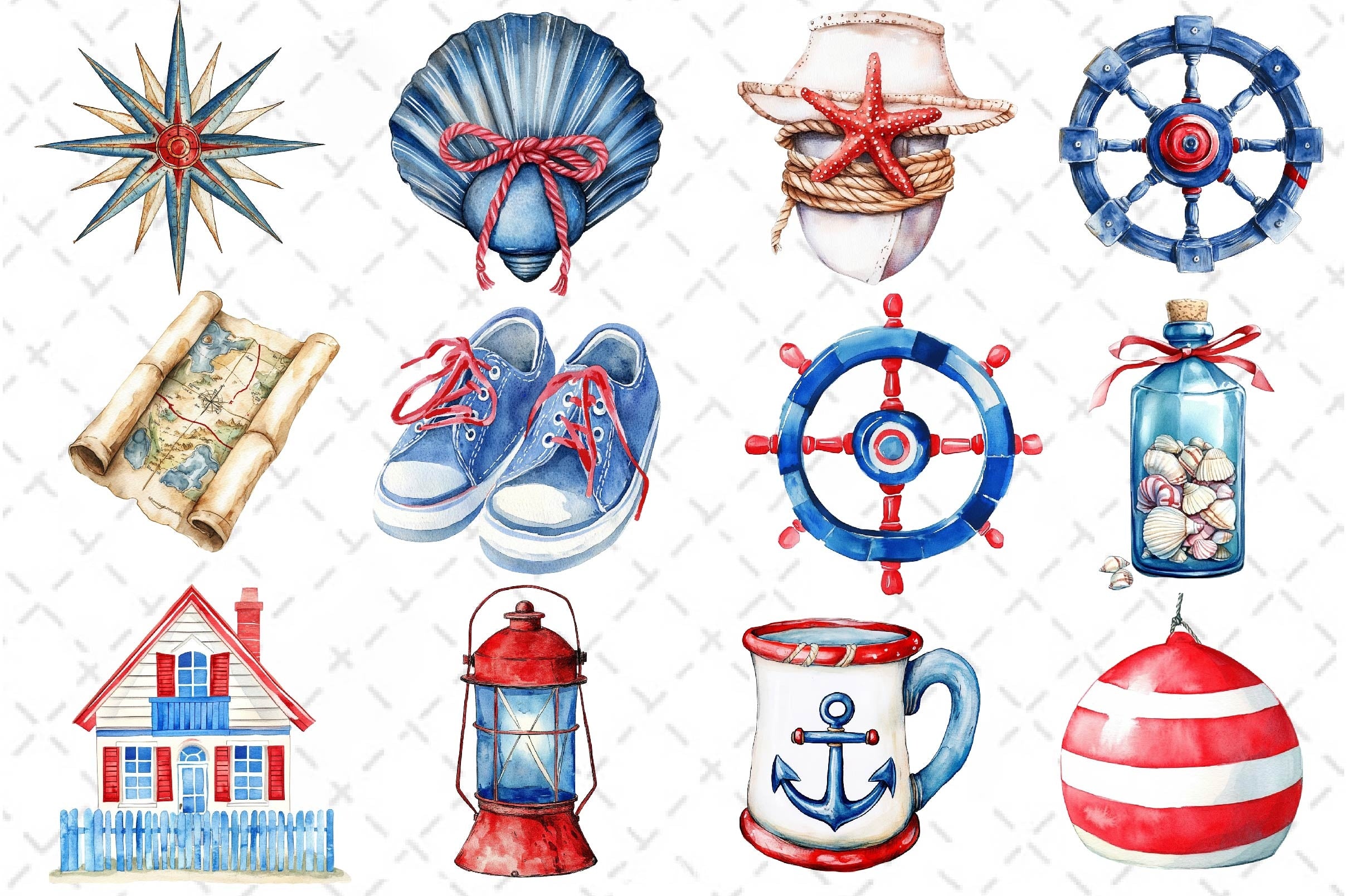 Vintage Nautical Clipart Bundle