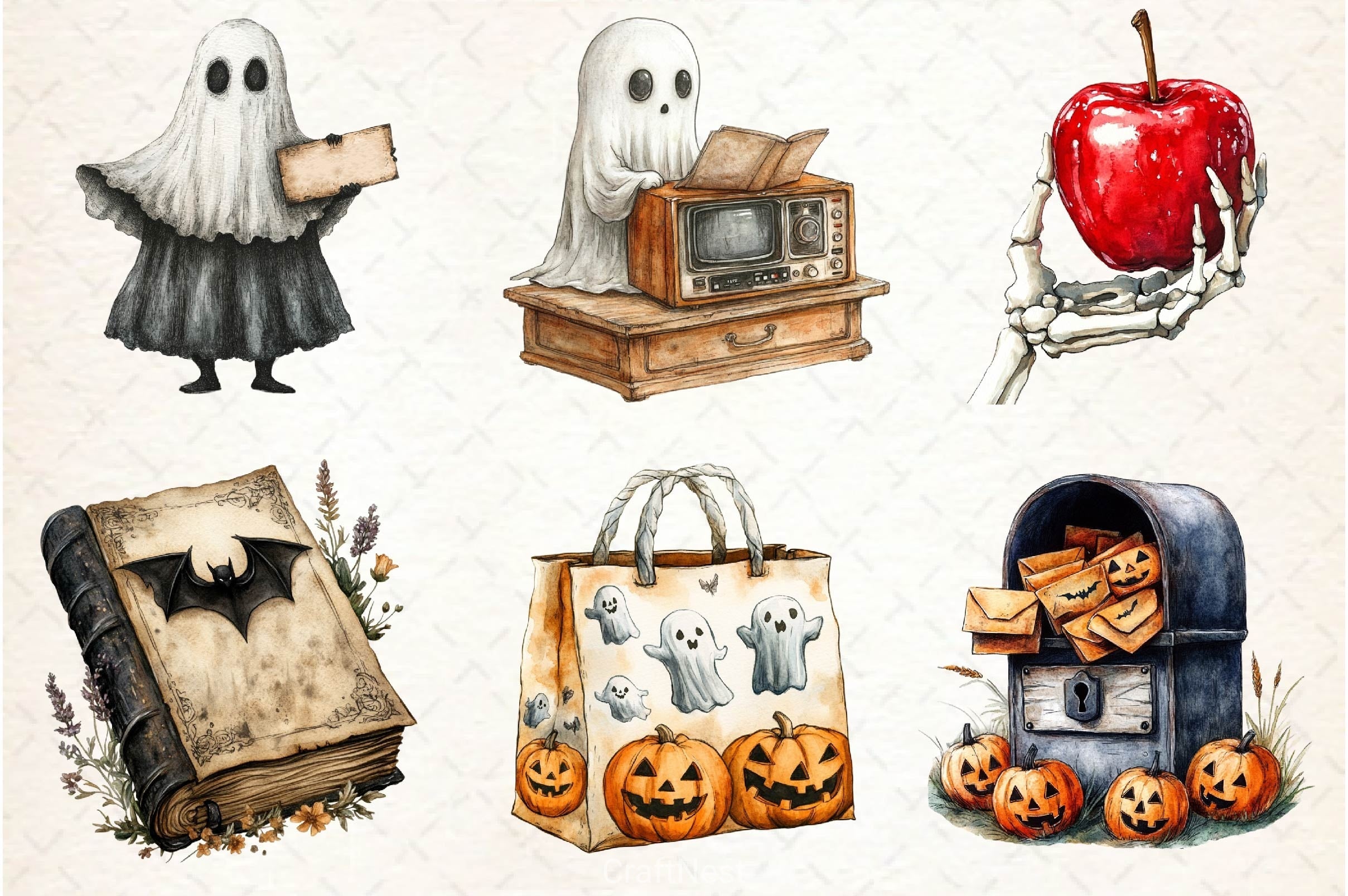 Vintage Halloween Clipart Bundle 3