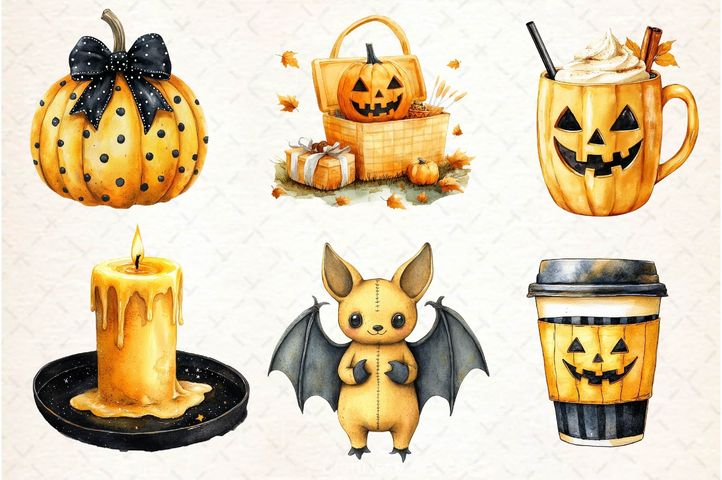 Cozy Halloween Clipart Bundle