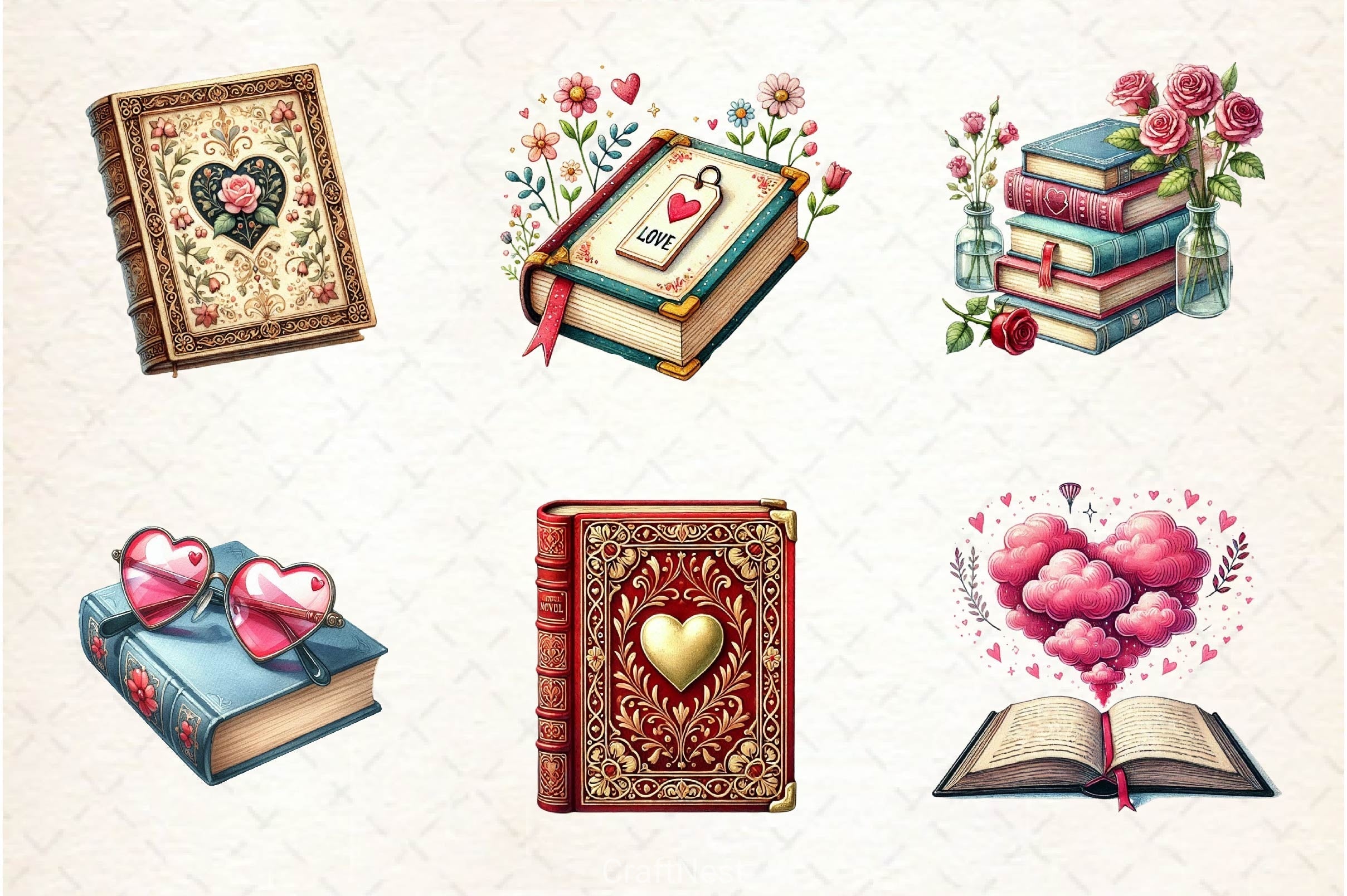 Valentines Books Clipart Bundle 2