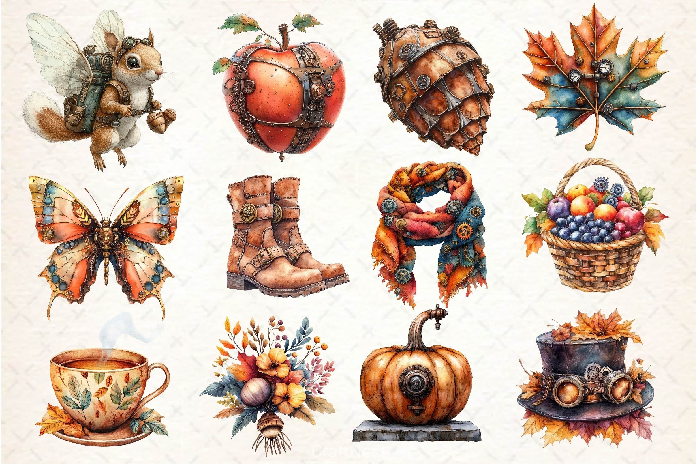 Steampunk Autumn Clipart Bundle 2