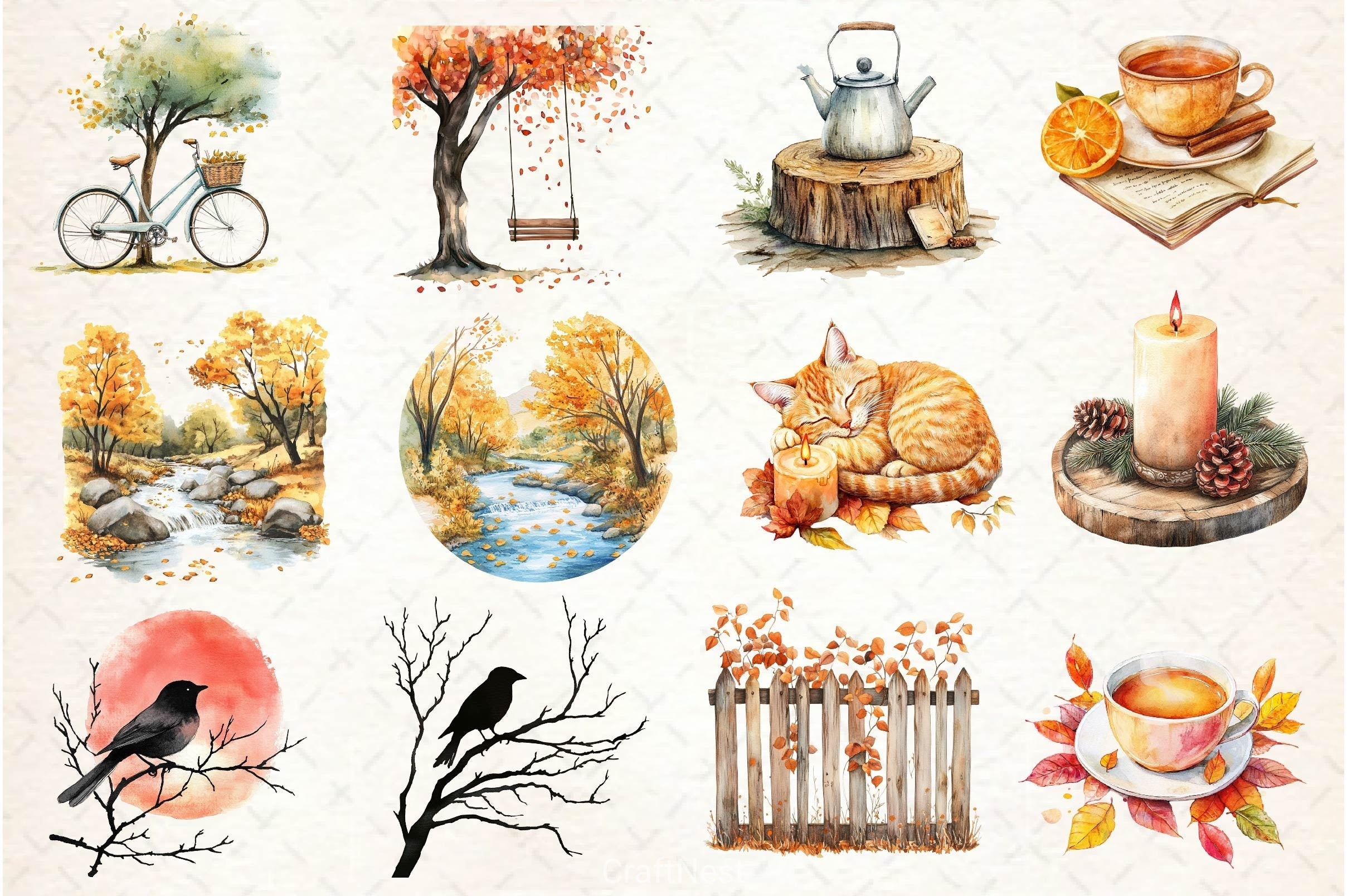 Serene Autumn Day Clipart Bundle 4