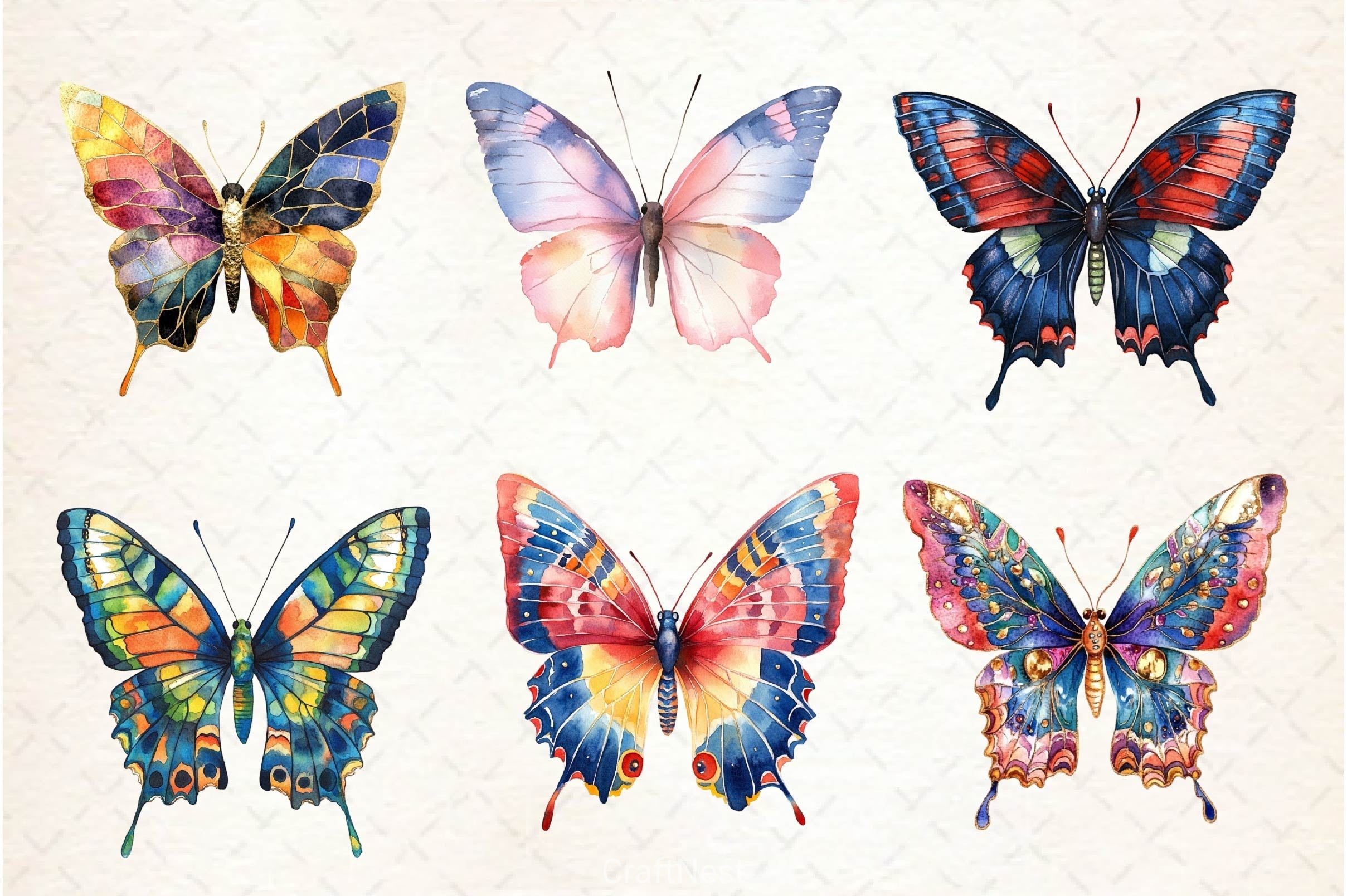 Colorful Spring Butterfly Clipart Bundle