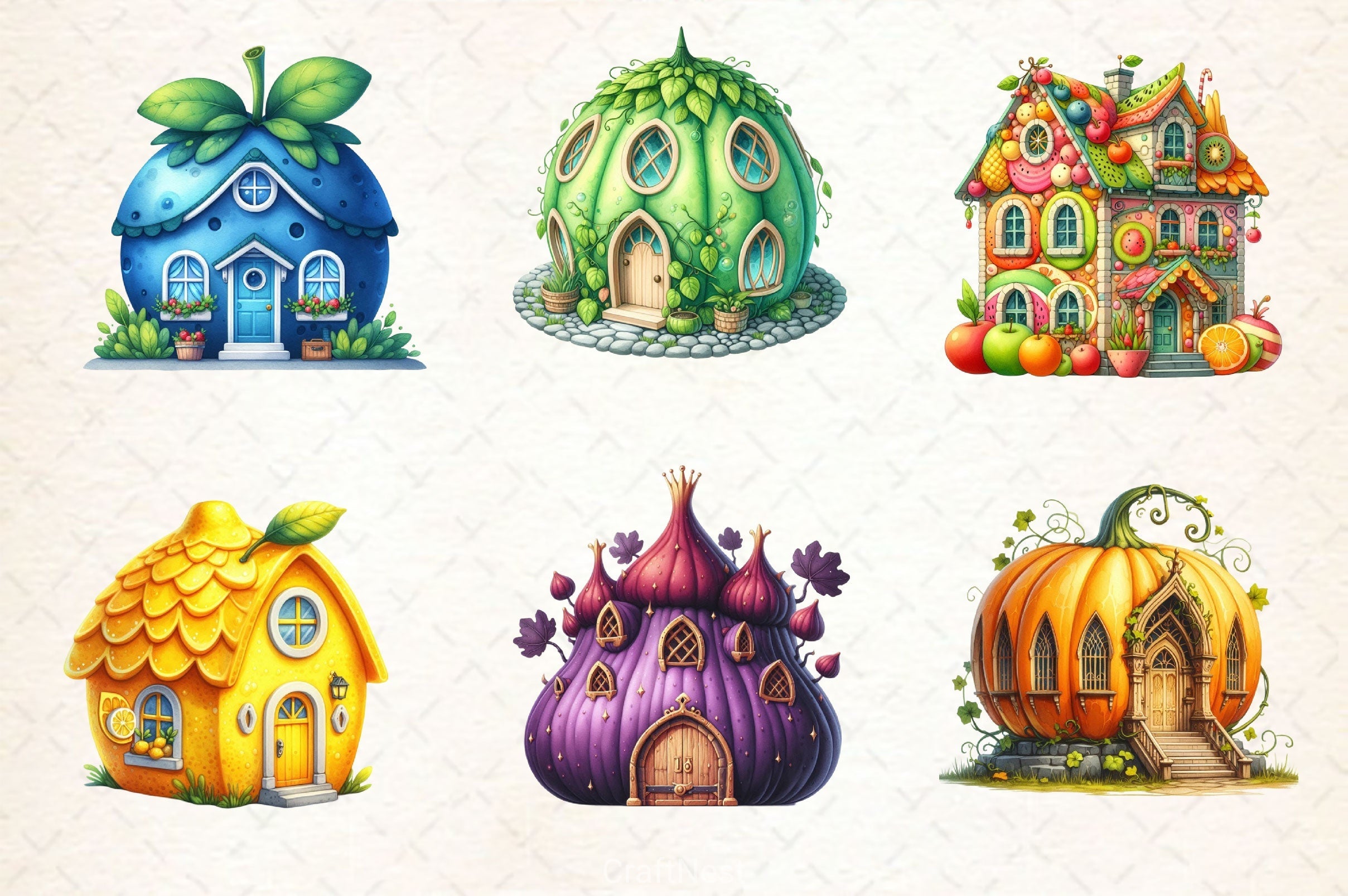 Fairy Fruit House Clipart Bundle 2