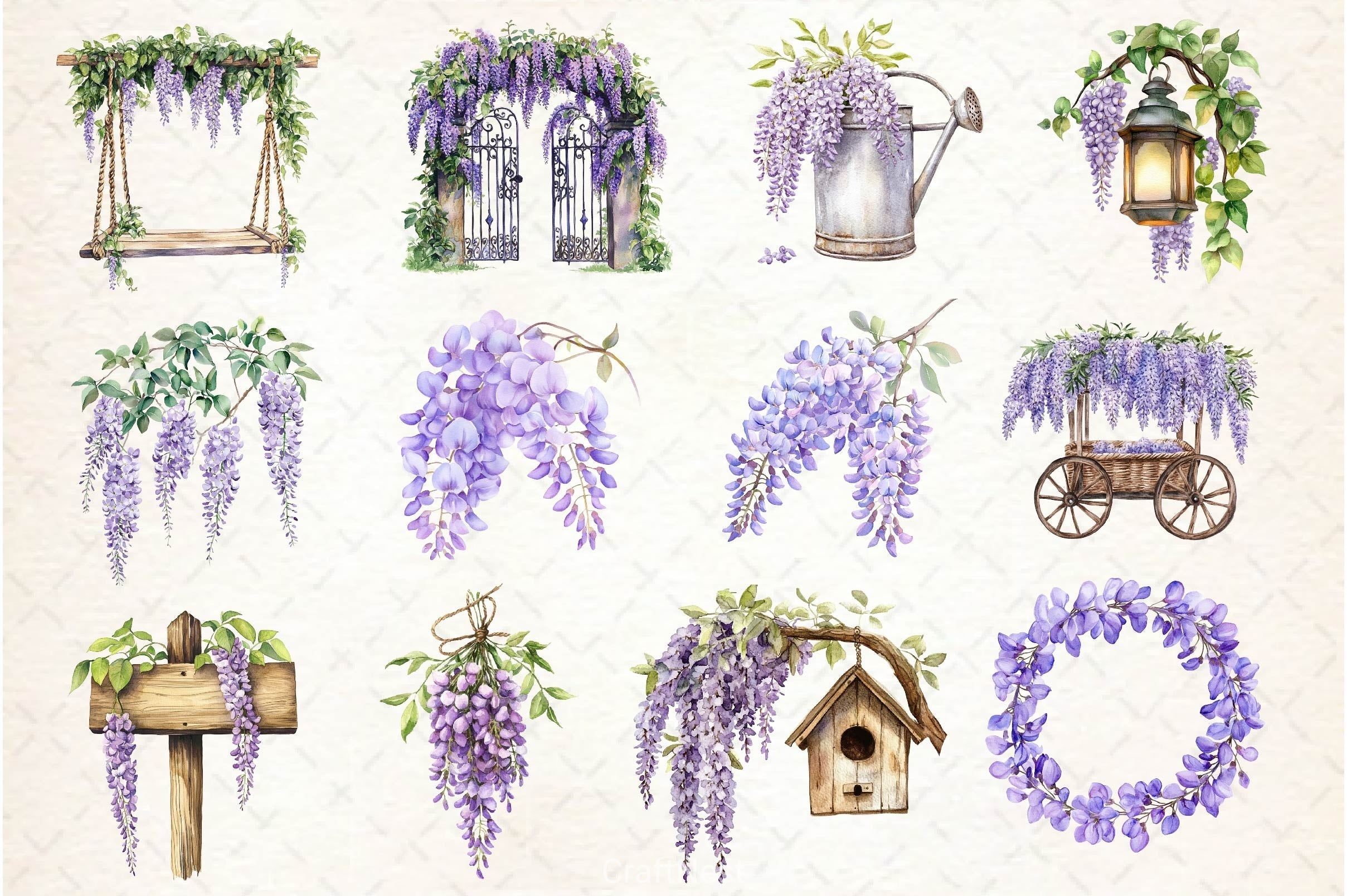Wisteria Garden Clipart Bundle 2