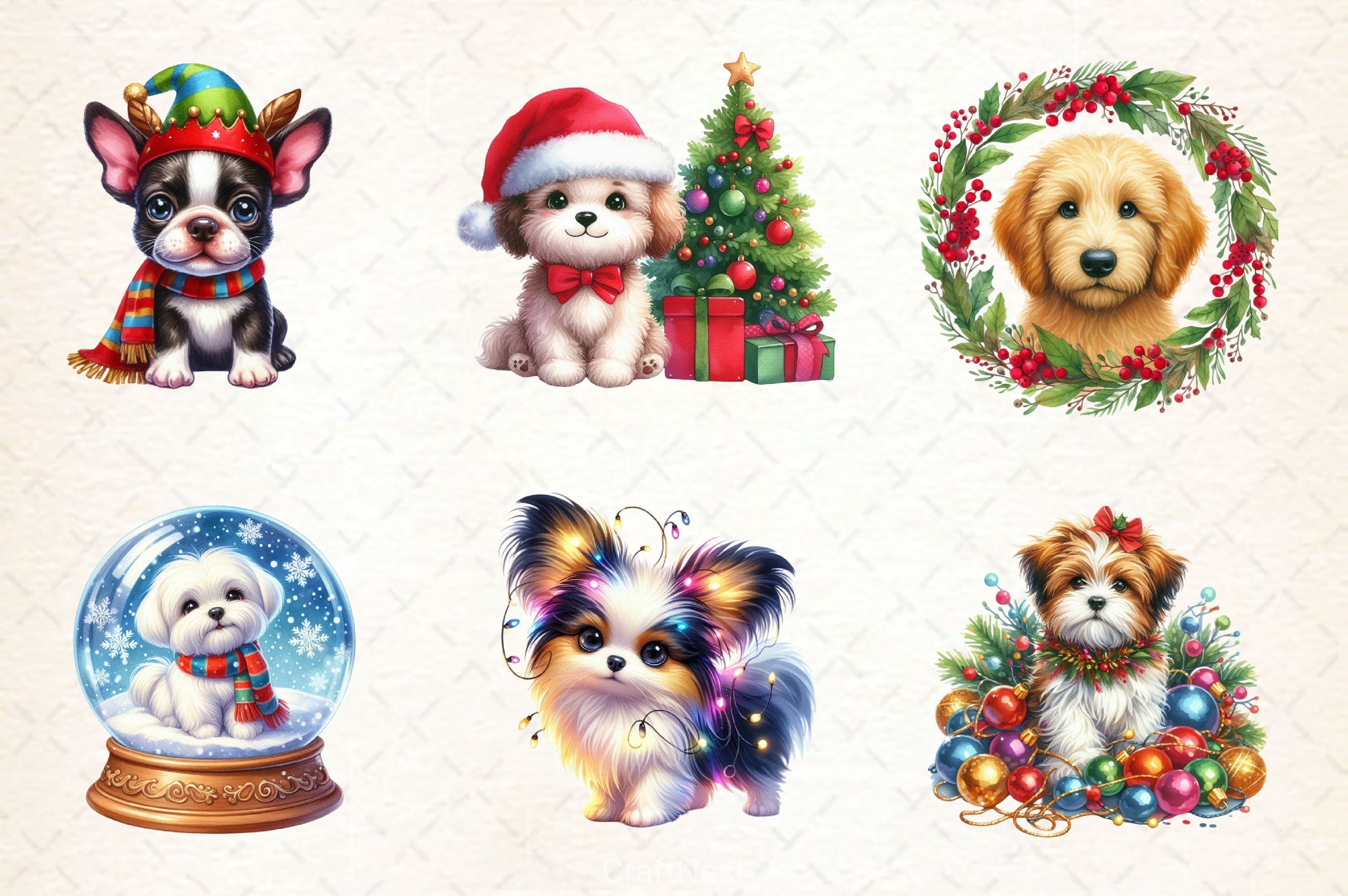 Christmas Dog Clipart Bundle 4