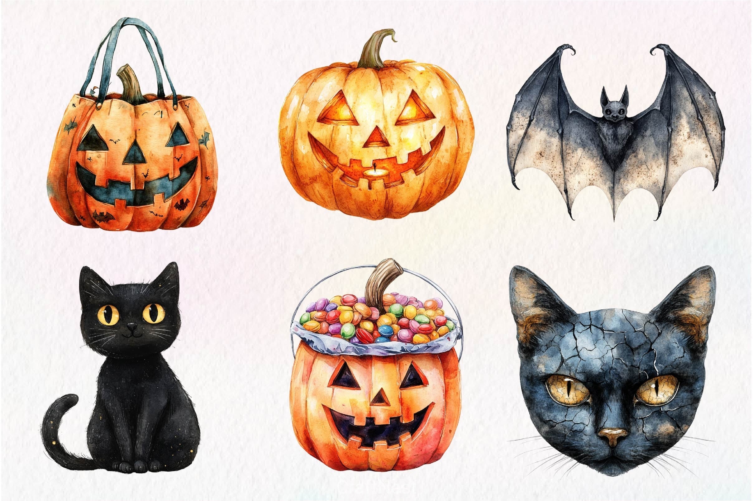 Vintage Halloween Diecuts Clipart Bundle