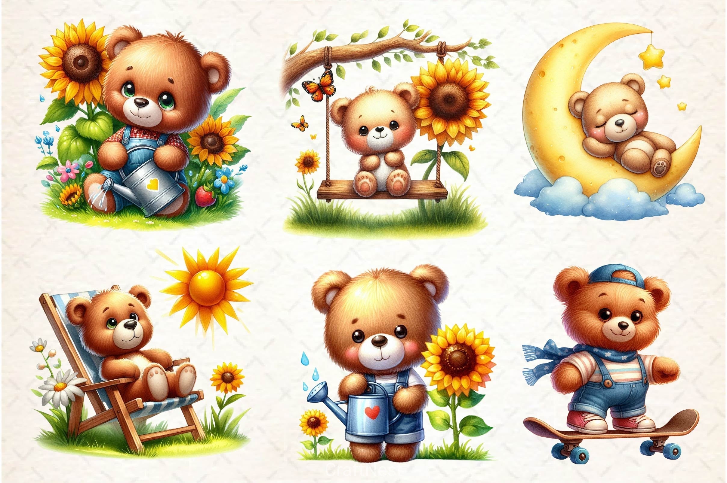 Cute Teddy Bear Clipart Bundle 4