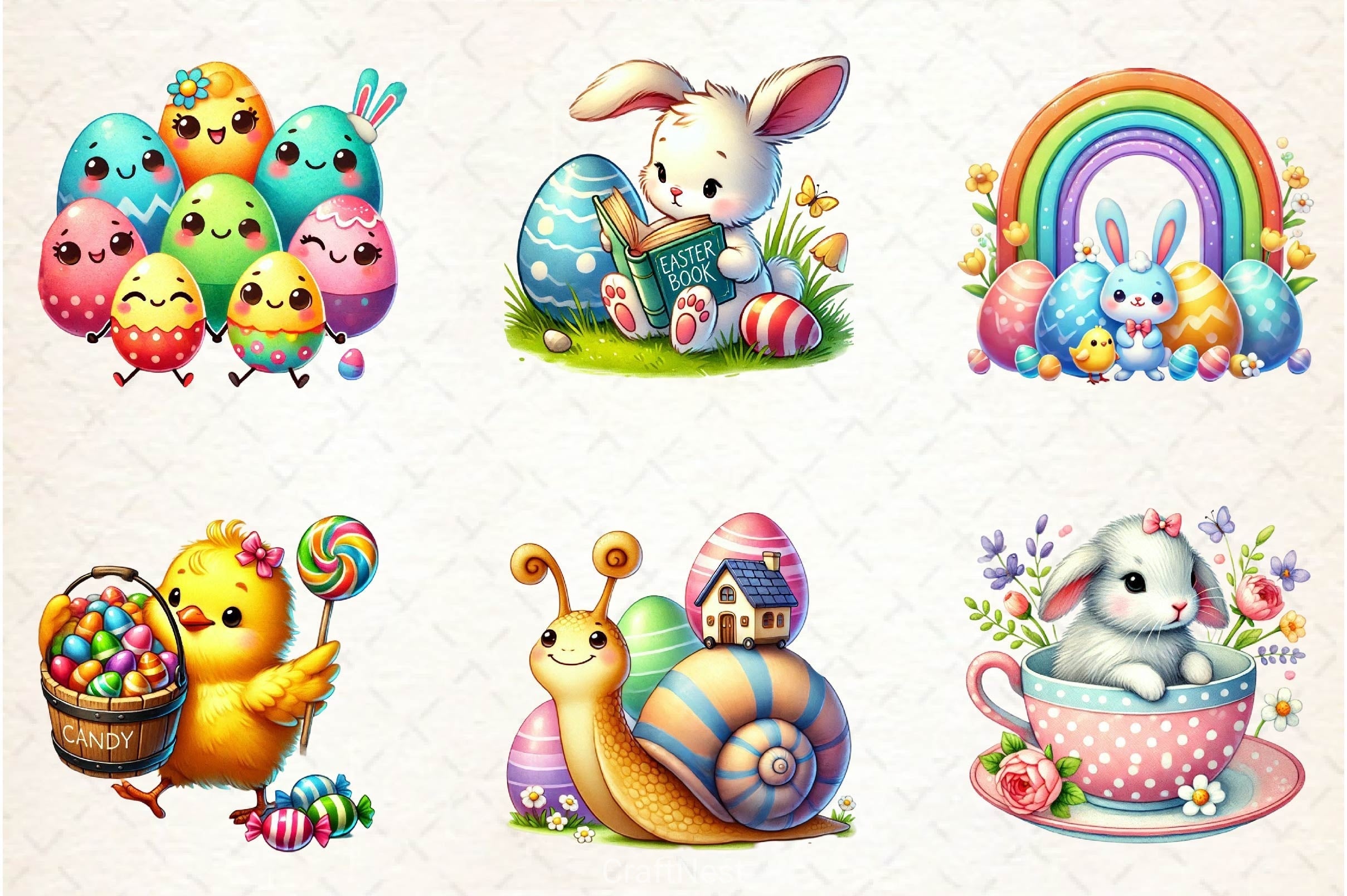 Kawaii Easter Day Clipart Bundle 2