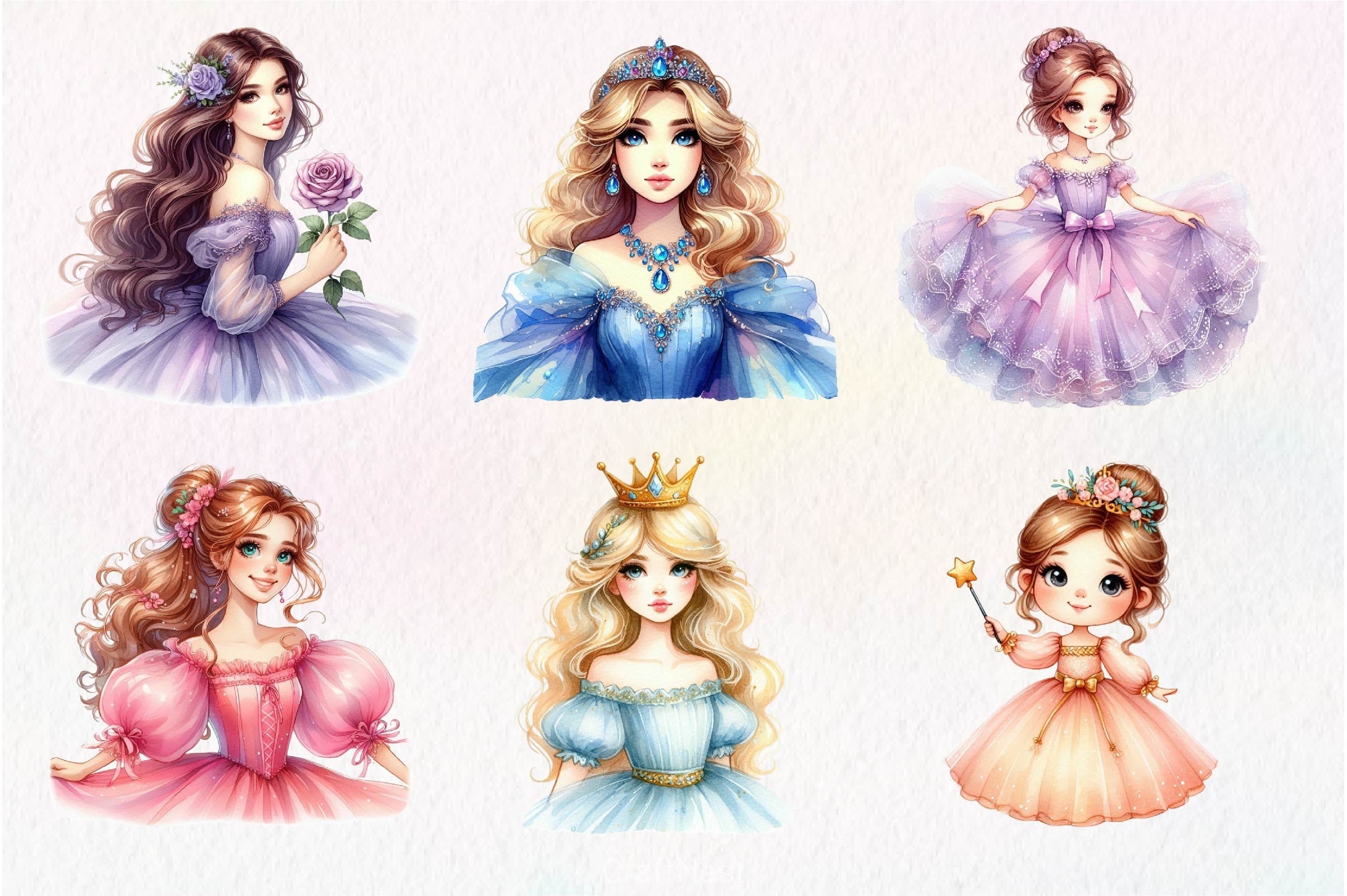 Cute Princess Clipart Bundle