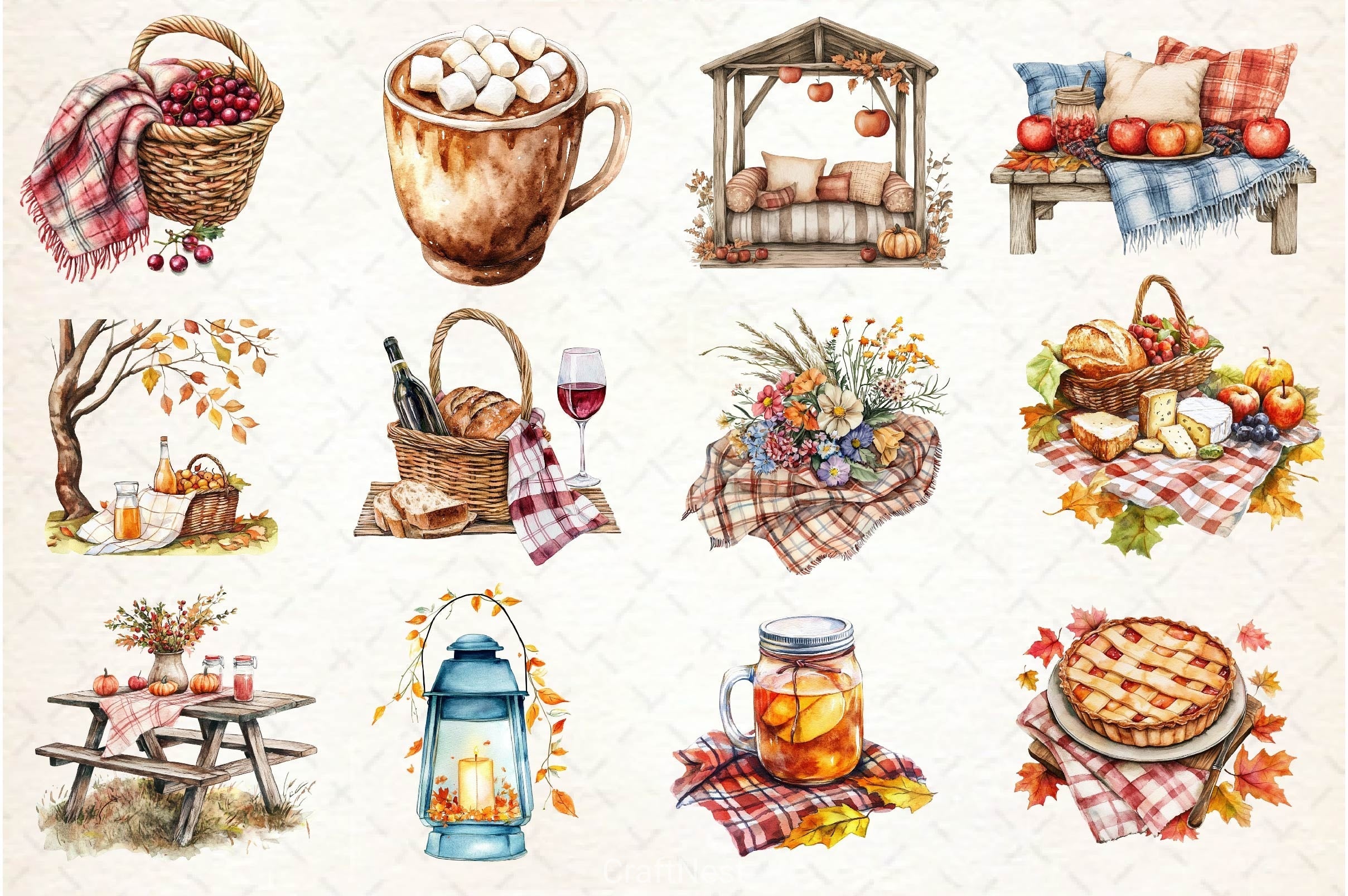 Fall Picnic Clipart Bundle 89