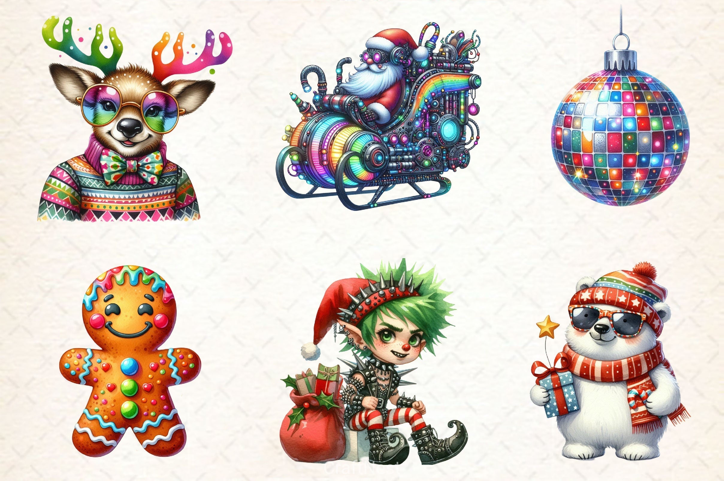 Cute Funky Christmas Clipart Bundle 2