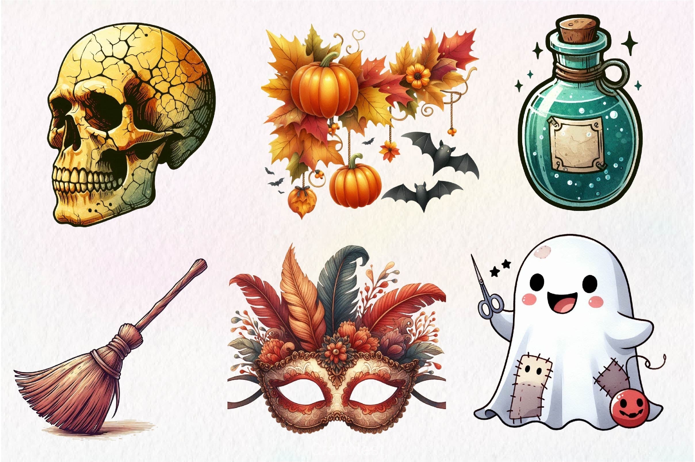 Vintage Halloween Clipart Bundle 7