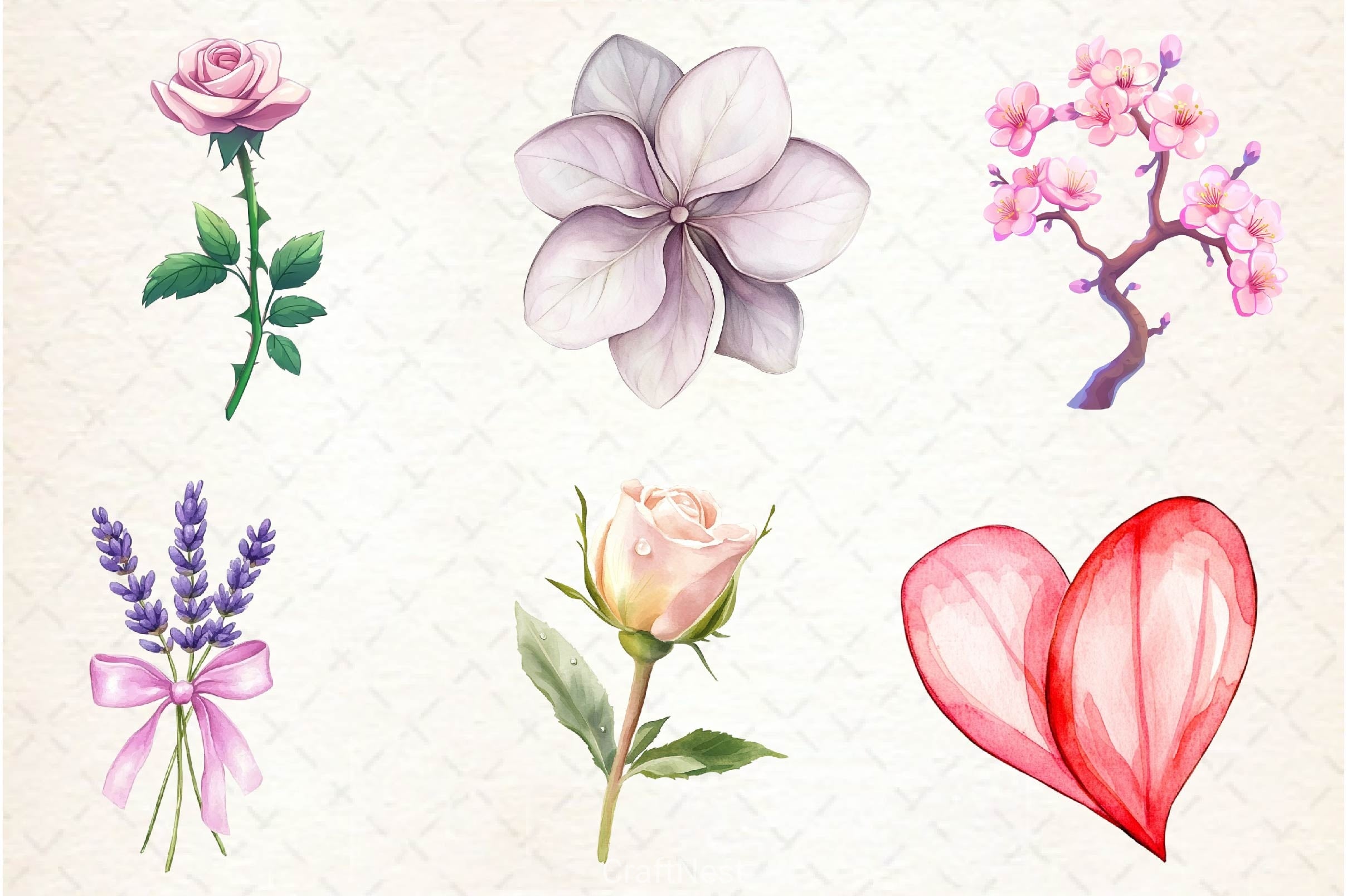 Romance Floral Clipart Bundle