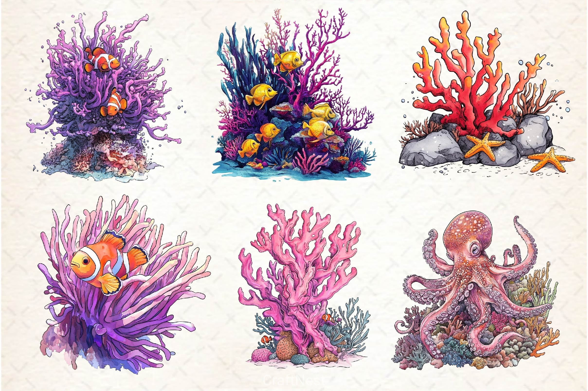 Coral Reef Clipart Bundle 2