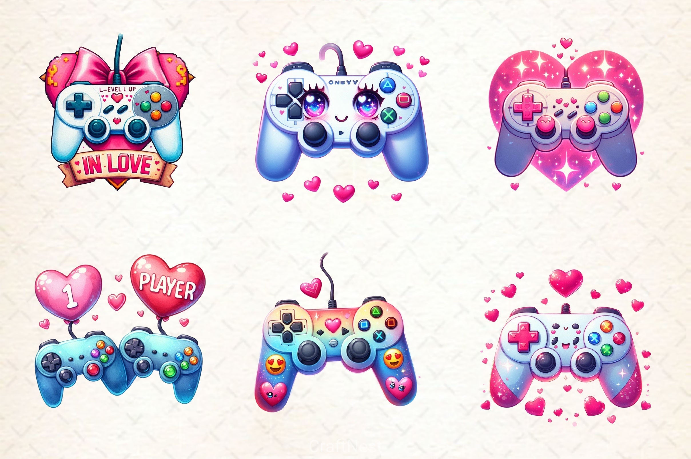Valentine Game Controllers Clipart Bundle 2