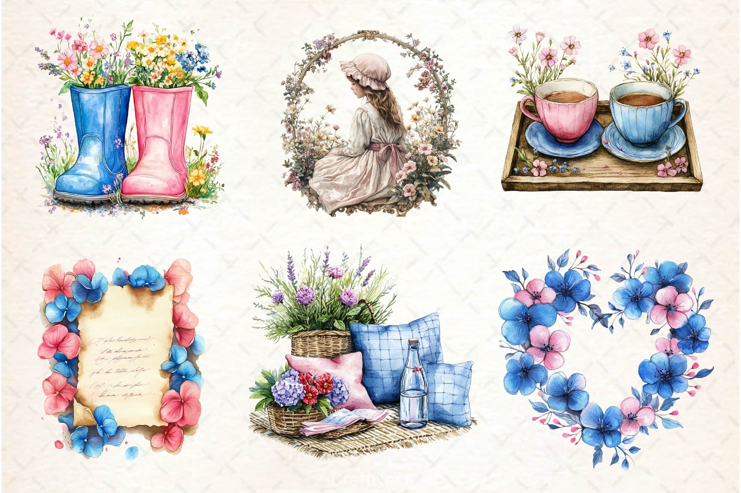 Cozy Romantic Spring Clipart Bundle12