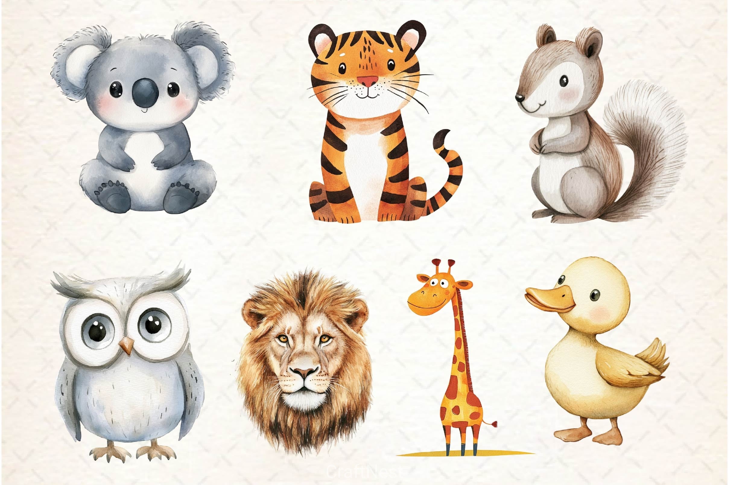 Animals Minimalist Cartoon Clipart Bundle 4