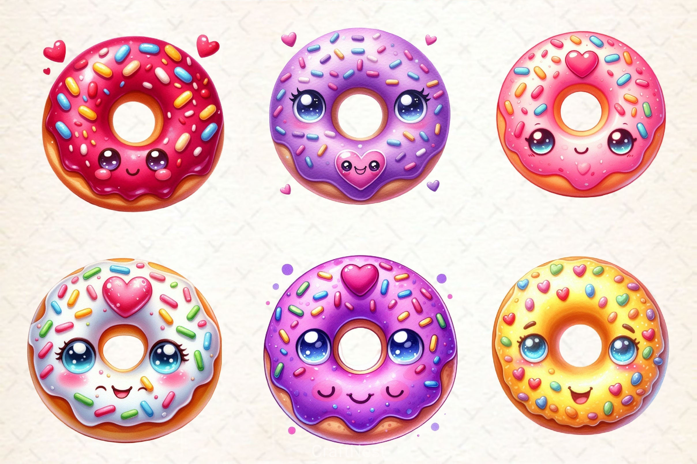 Kawaii Cute Donut Clipart Bundle 2