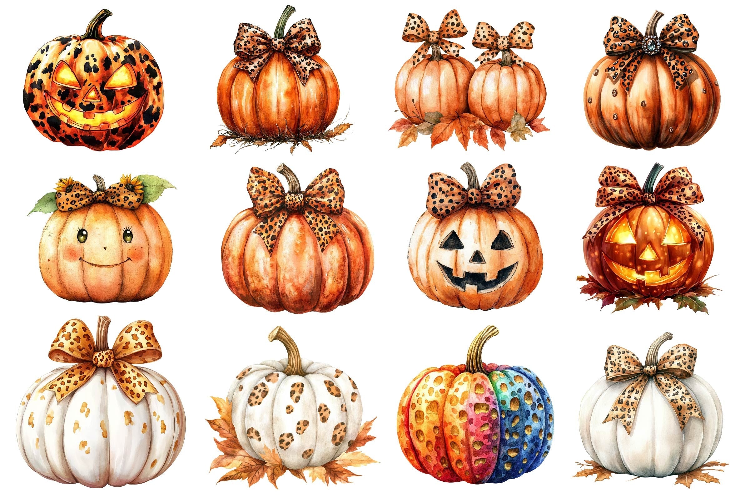 Fall Halloween Pumpkins Clipart Bundle 2