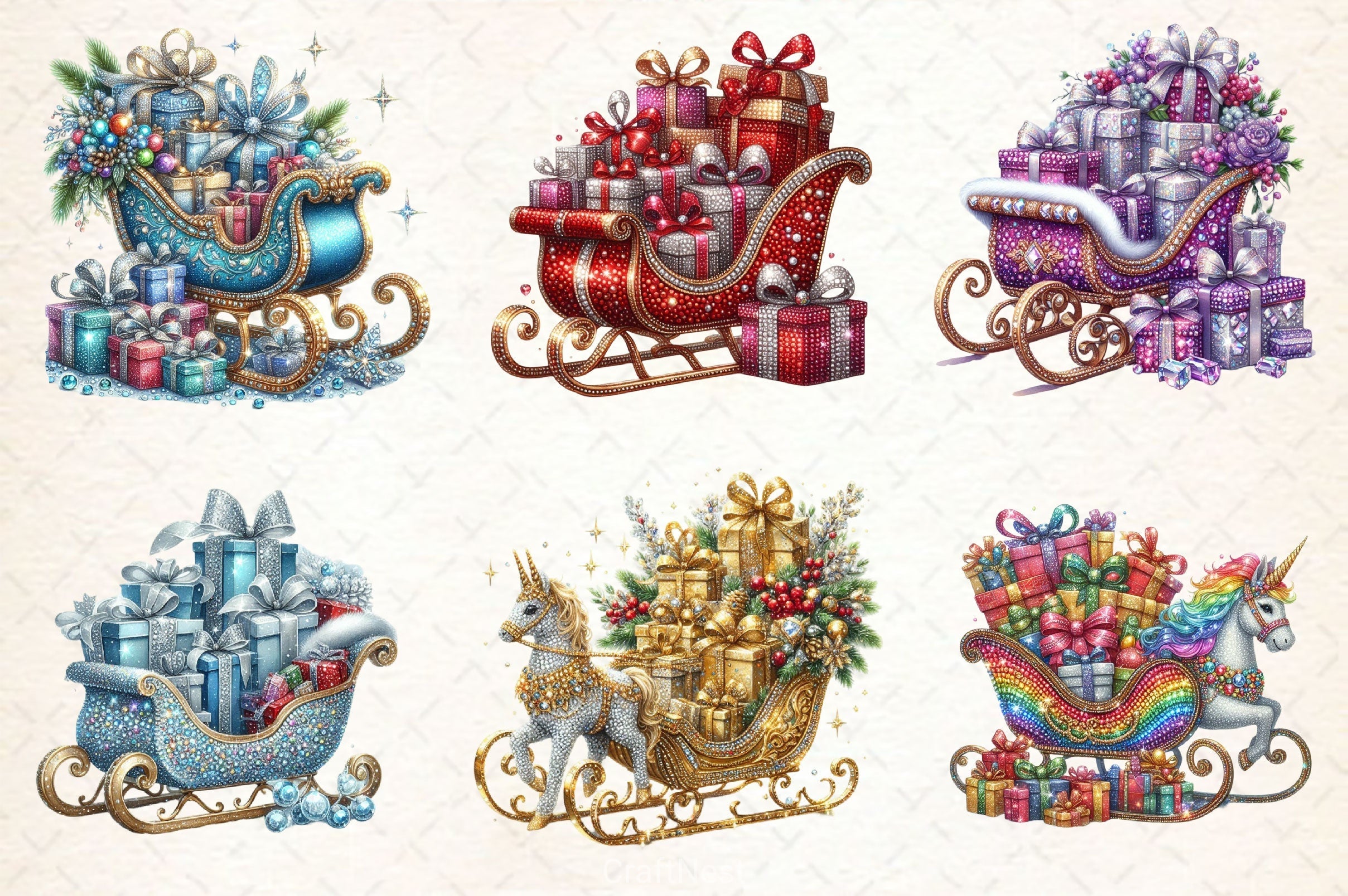 Sleigh Sparkling Xmas Clipart Bundle
