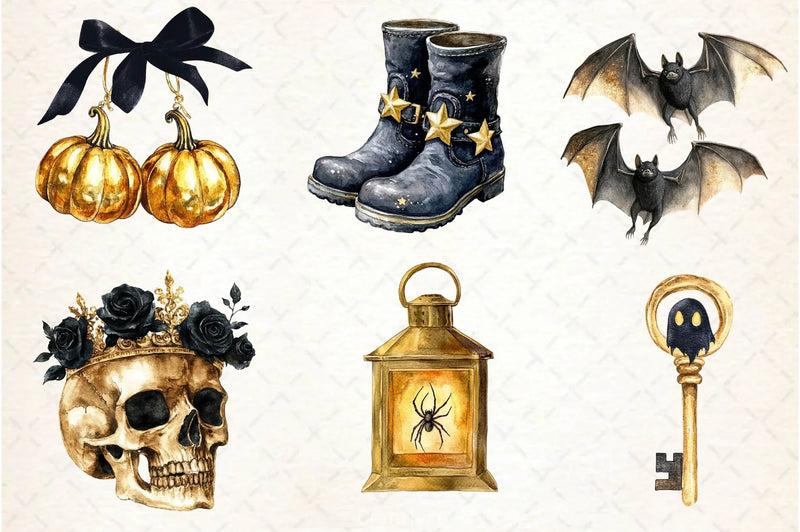Luxury Black And Gold Halloween Clipart Bundle - CraftNest - Digital Crafting and Art