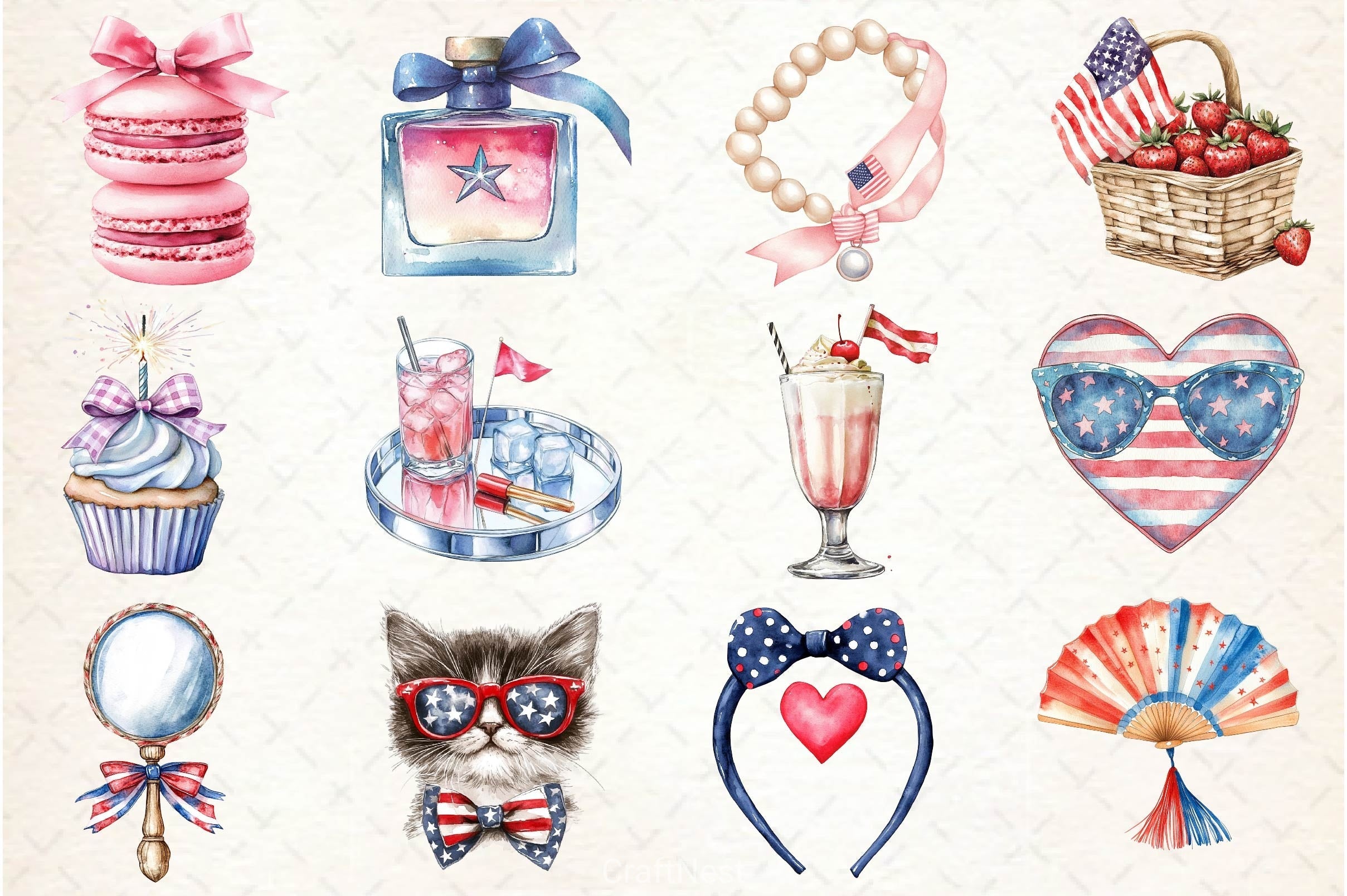 Coquette 4th Of July Clipart Bundle