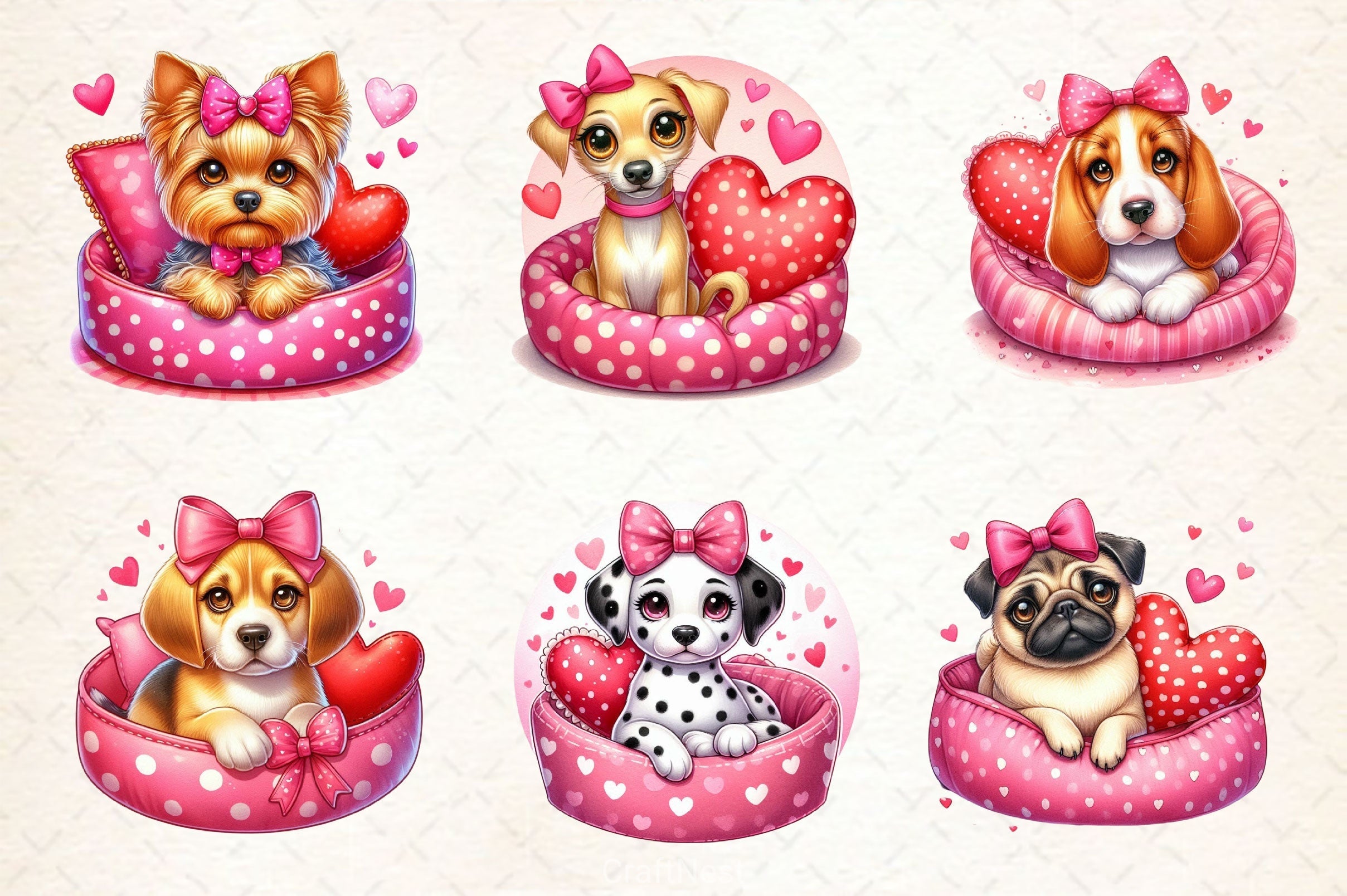 Valentine Dogs Clipart Bundle