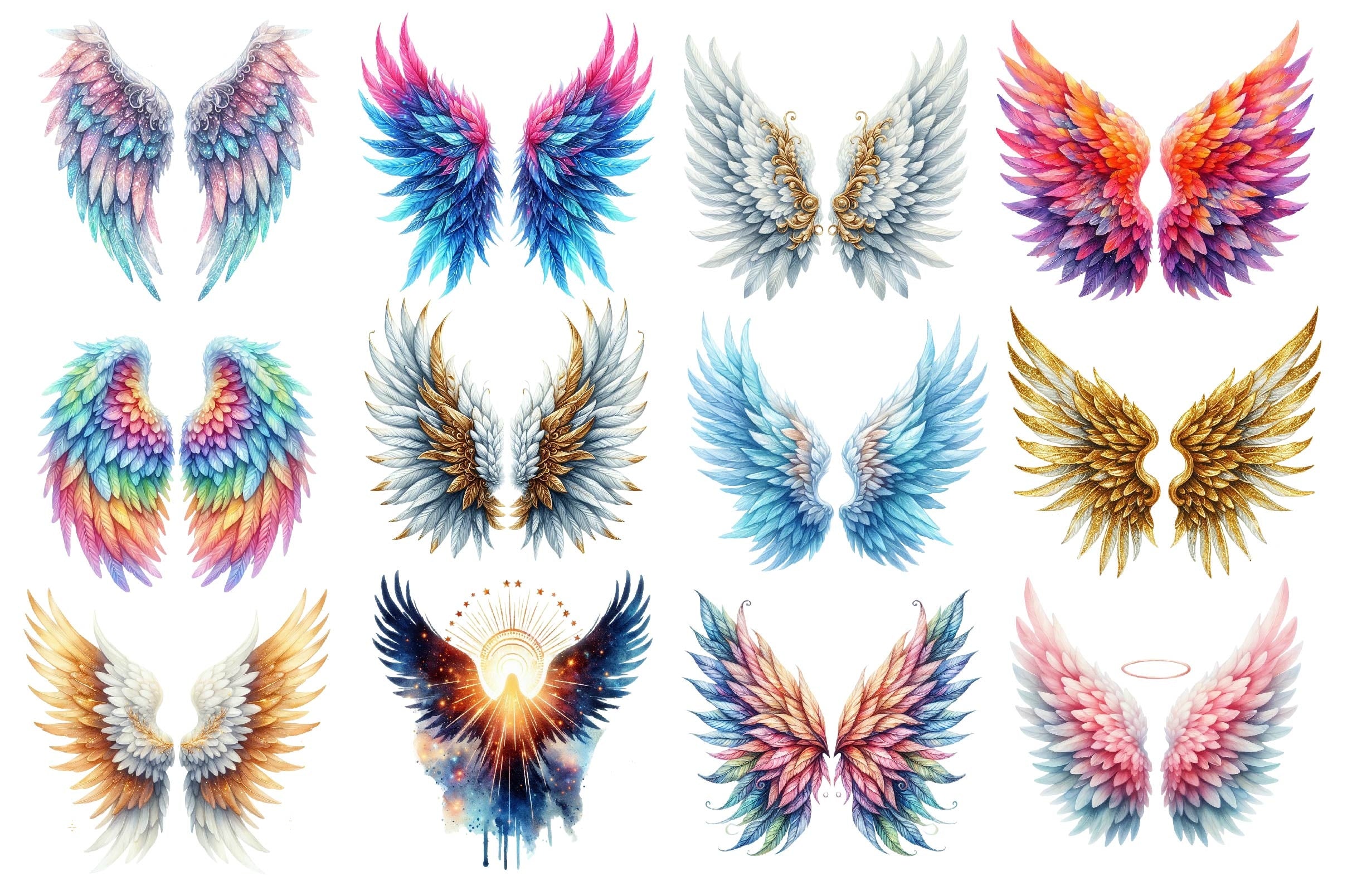 Heaven Angel Wings Clipart Bundle