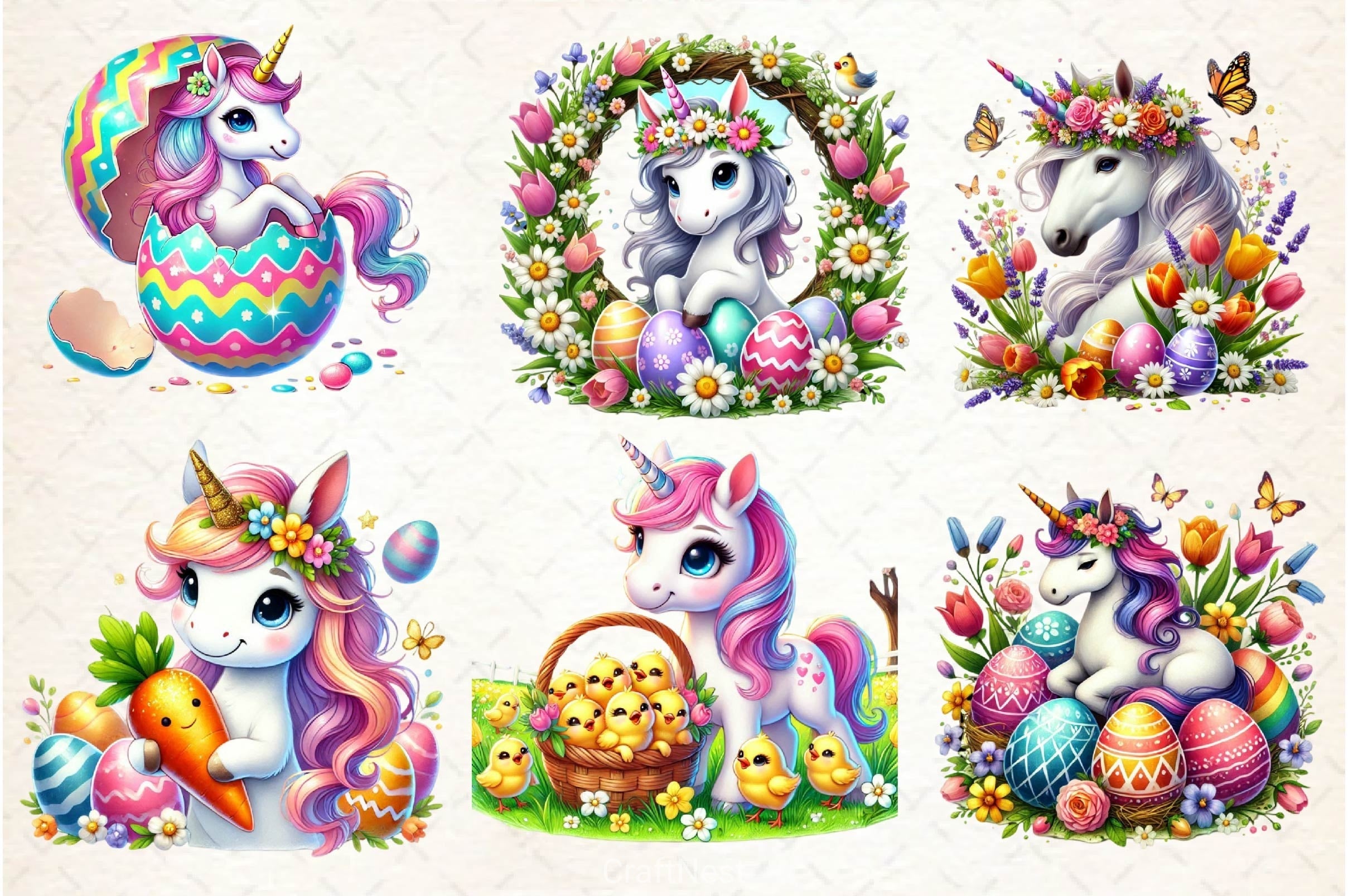 Easter Unicorn Clipart Bundle 3