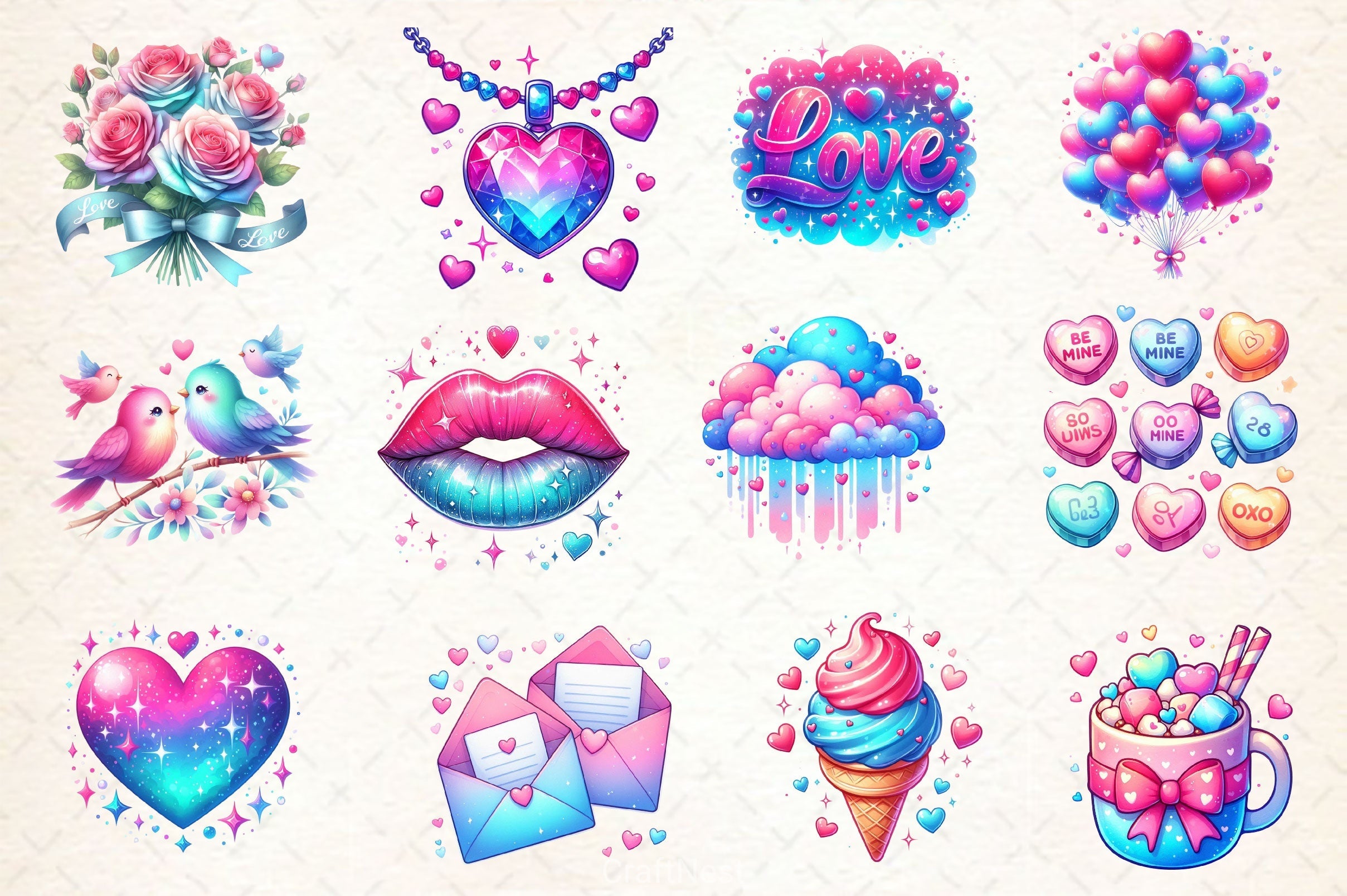 Cute Valentine Clipart Bundle 2