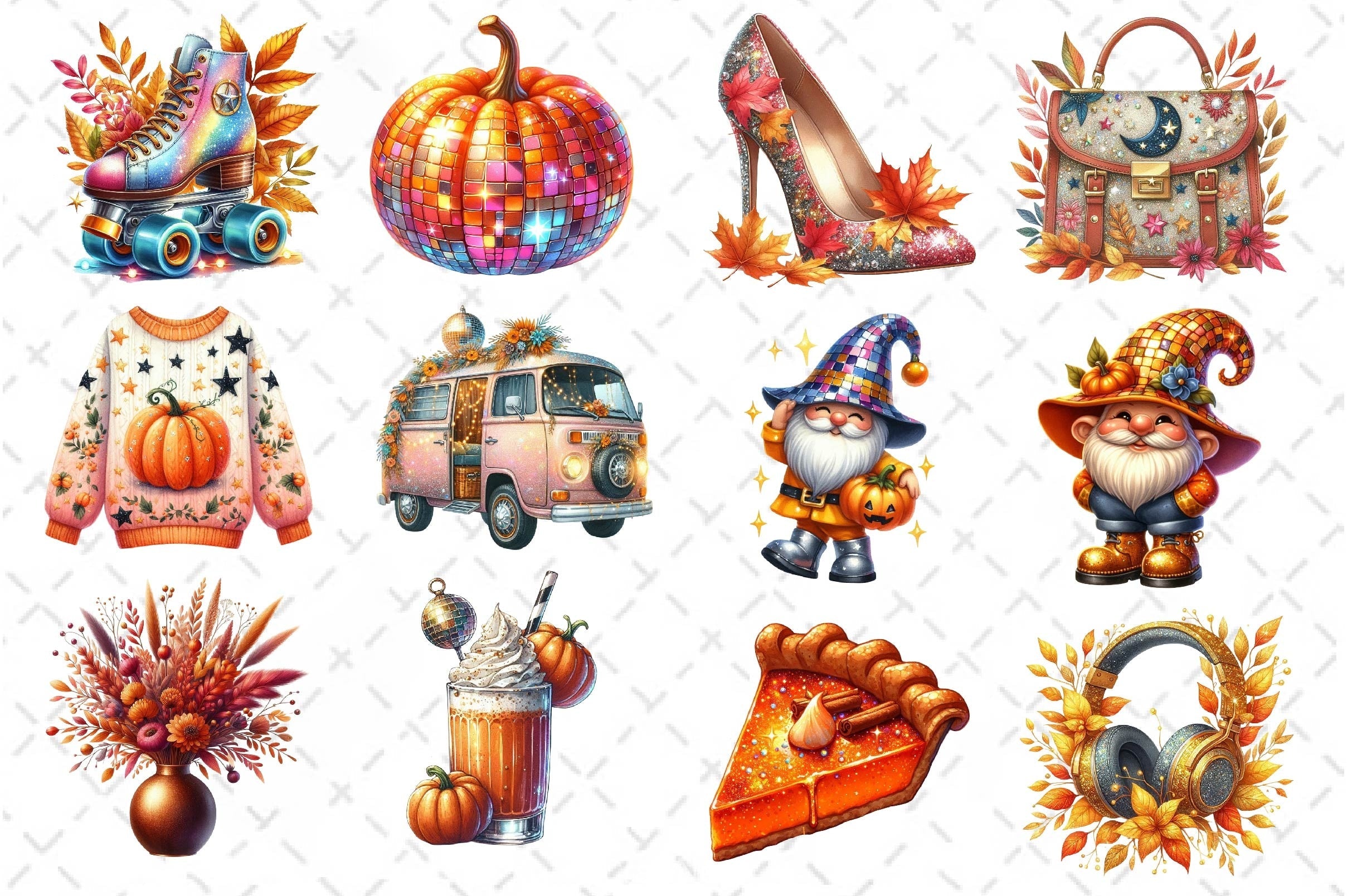 Disco Autumn Clipart Bundle 3