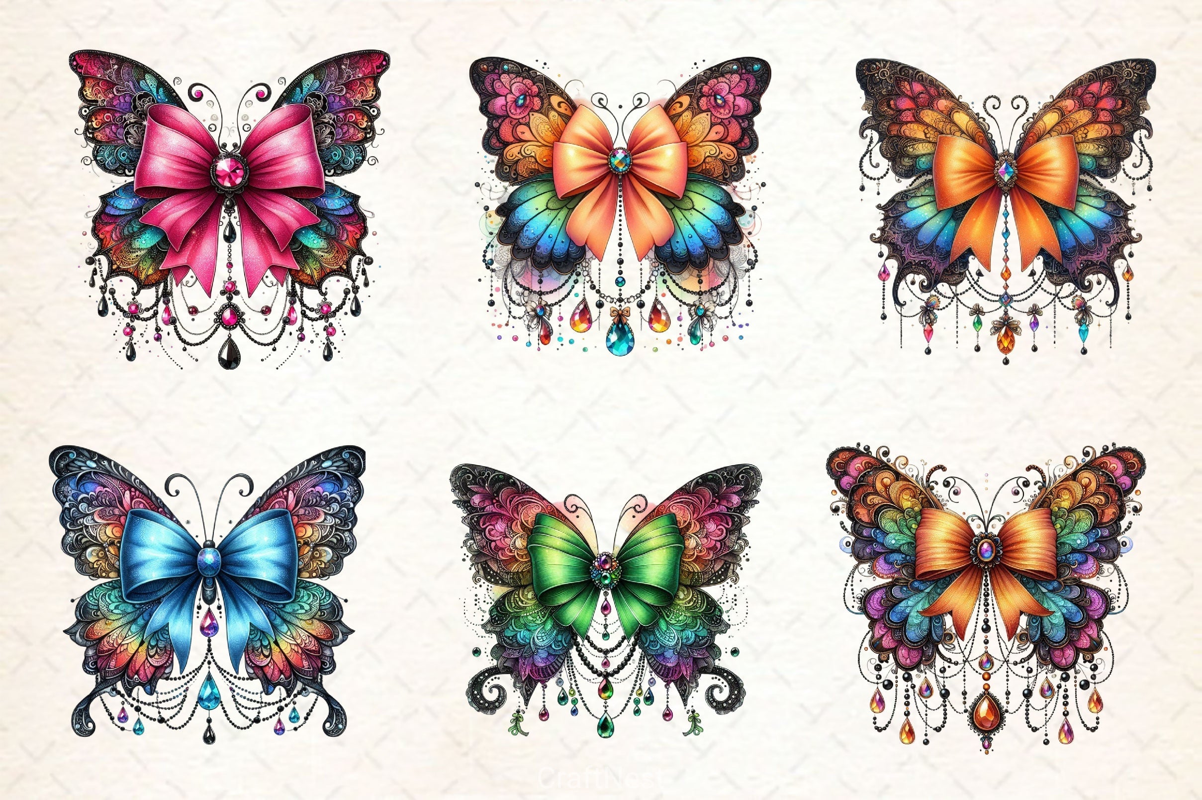 Colorful Butterfly Clipart Bundle 4