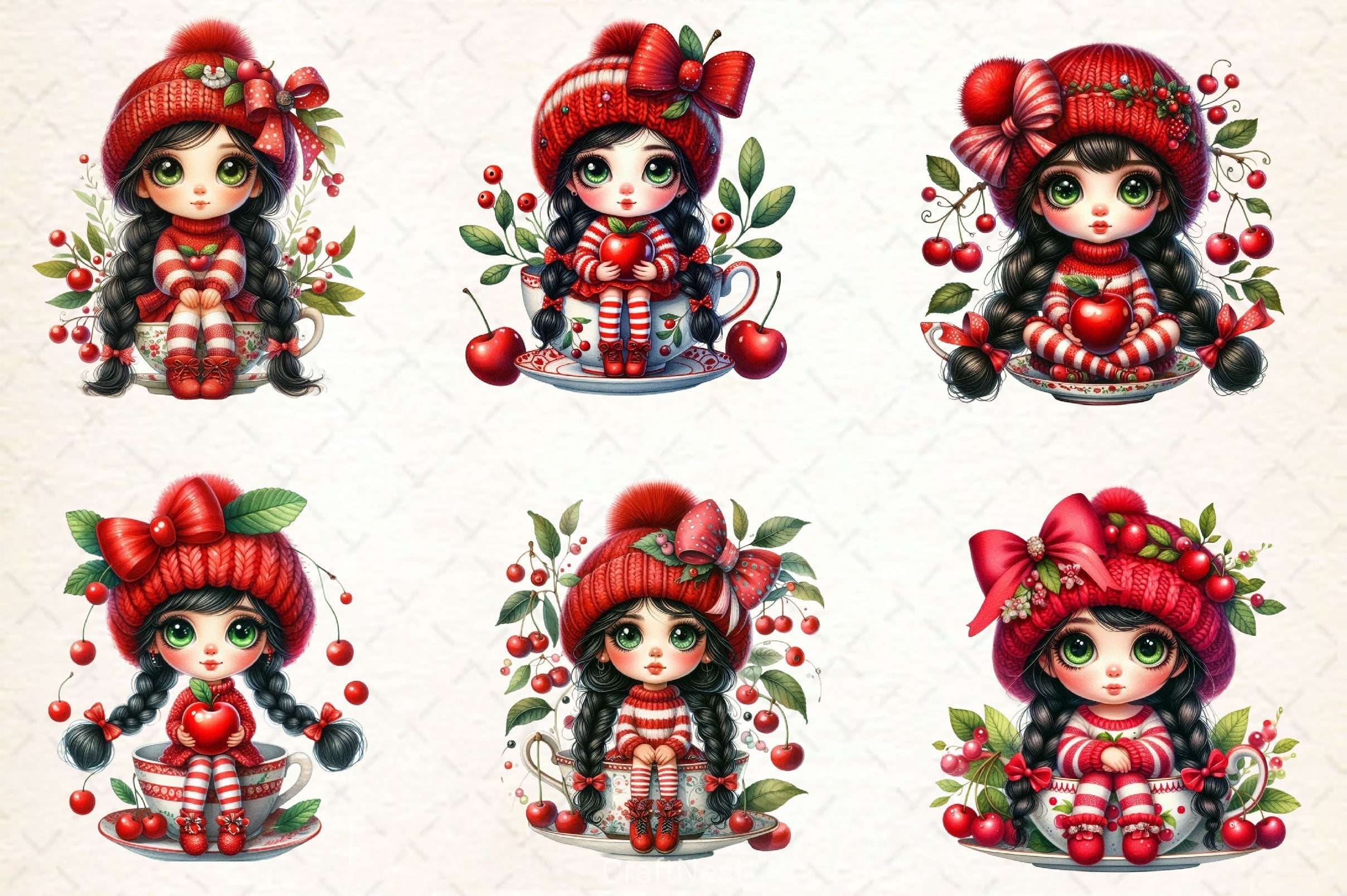 Cherry Gnomes Clipart Bundle