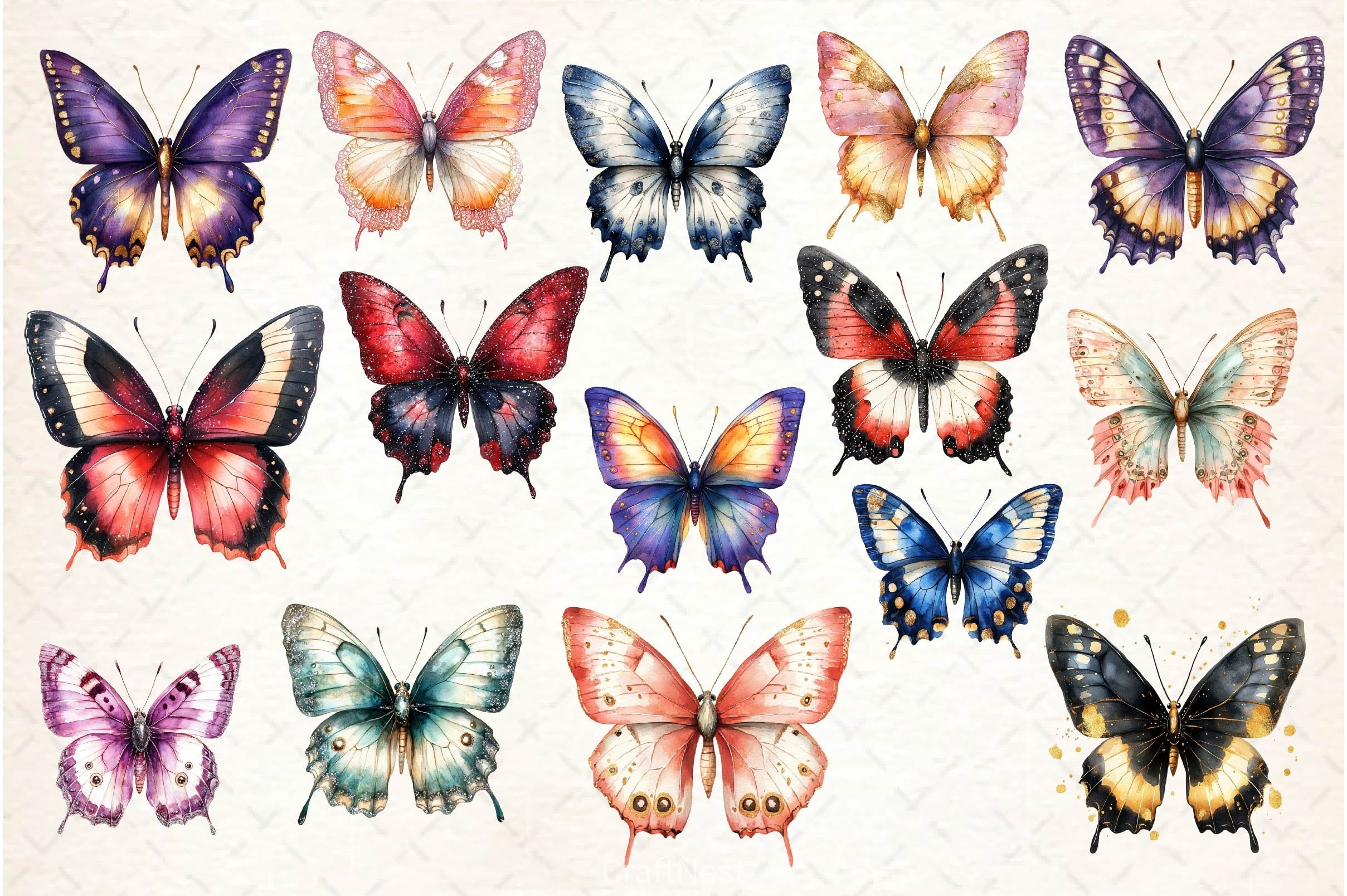 Glitter Butterfly Clipart Bundle 5