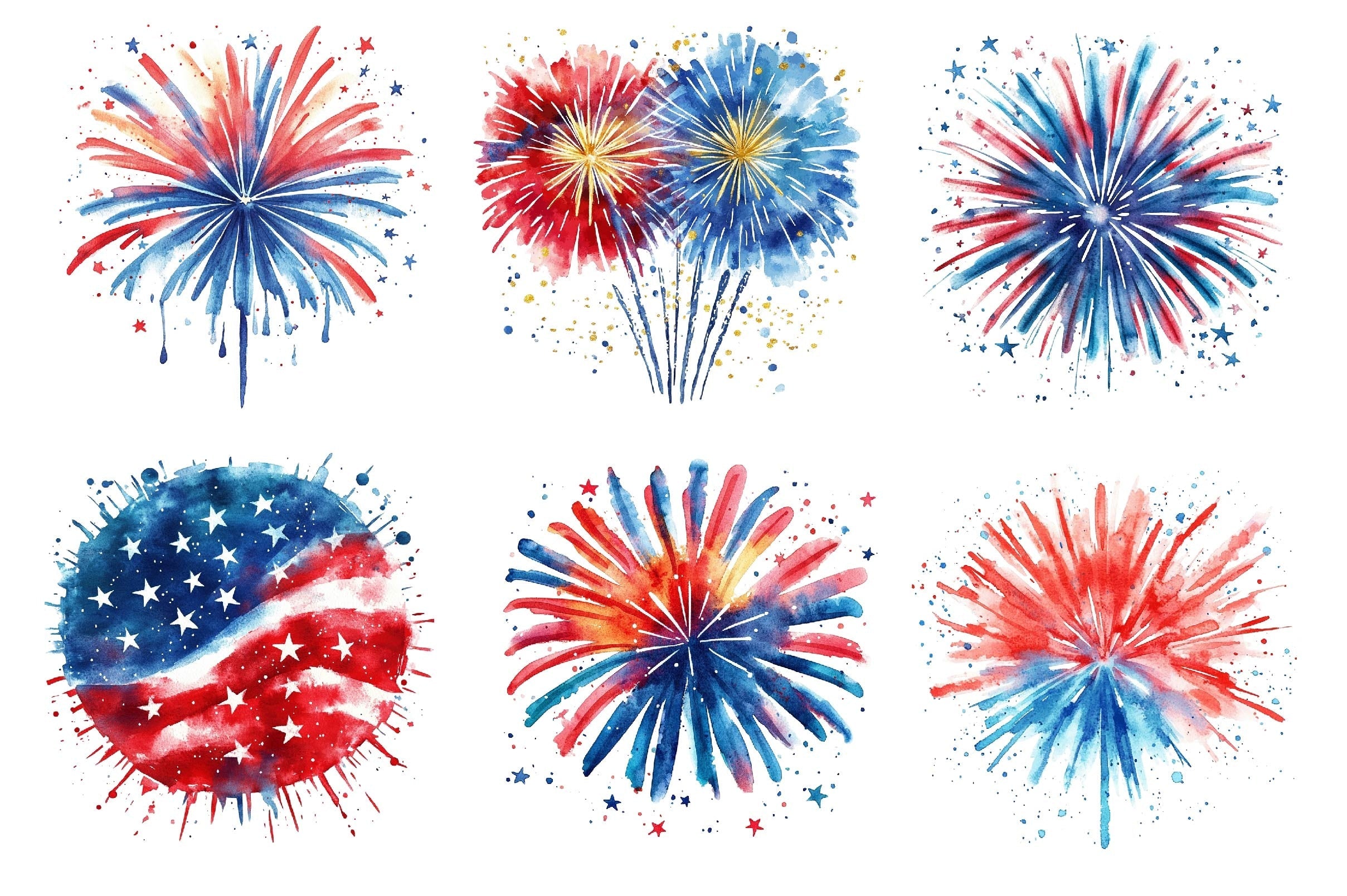 Patriot Fireworks 4th Of July Fireworks Clipart Bundle
