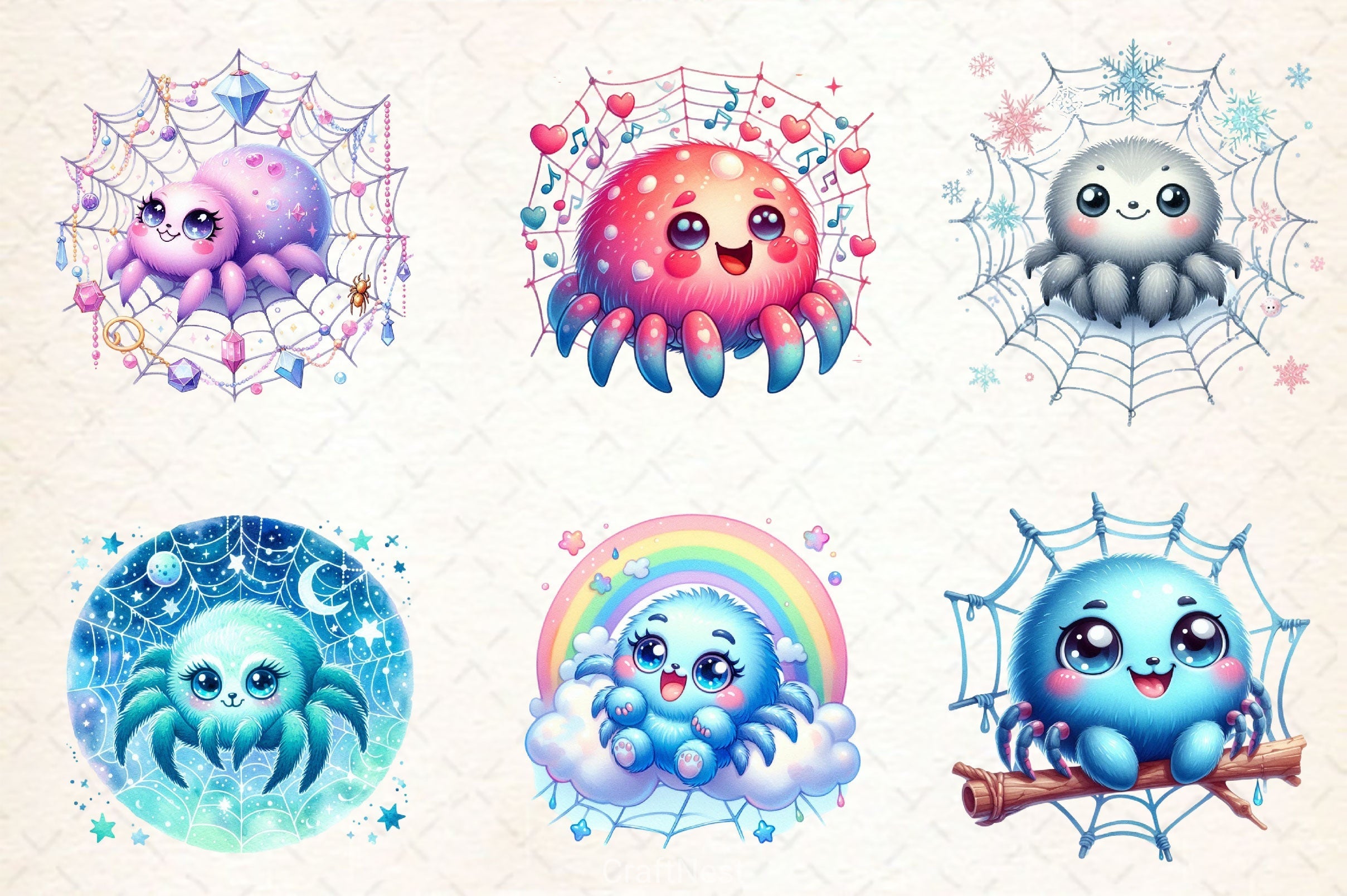 Kawaii Spider Clipart Bundle 2