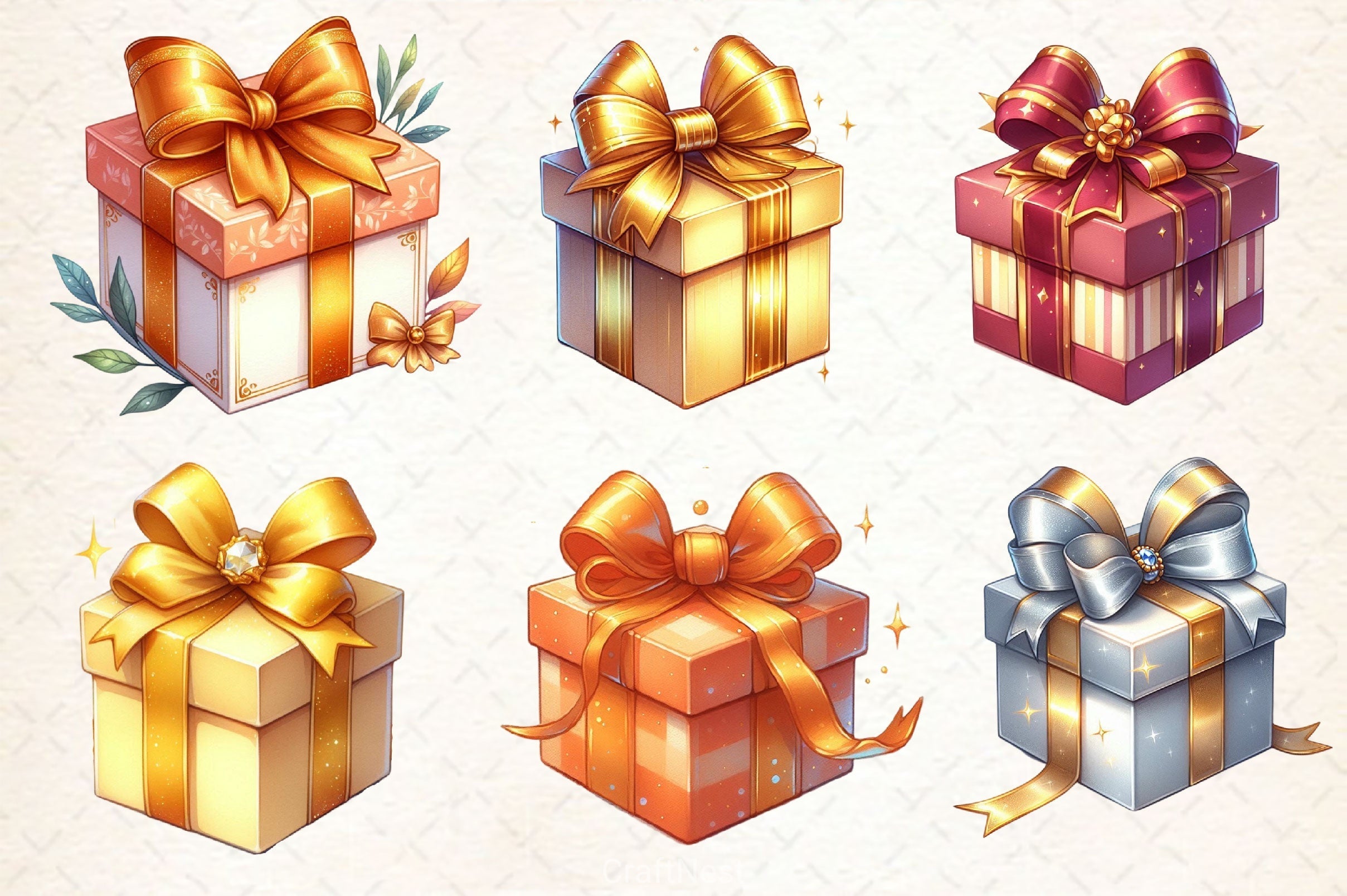 Christmas Gift Box Present Gift Clipart Bundle