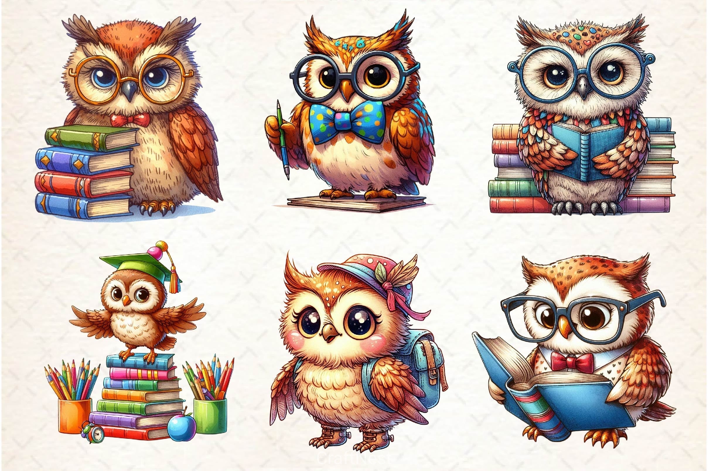 Back To School Owl Clipart Bundle