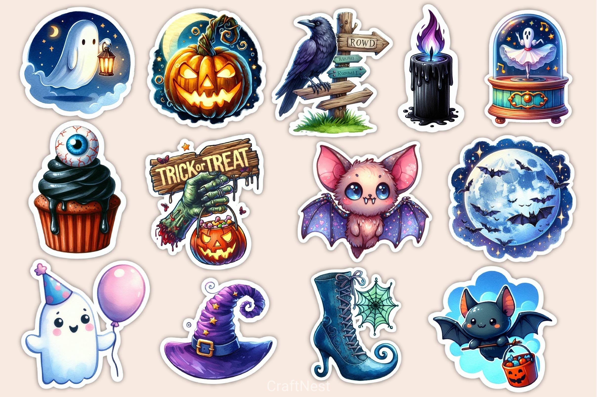 Halloween Stickers Sticker Clipart Bundle