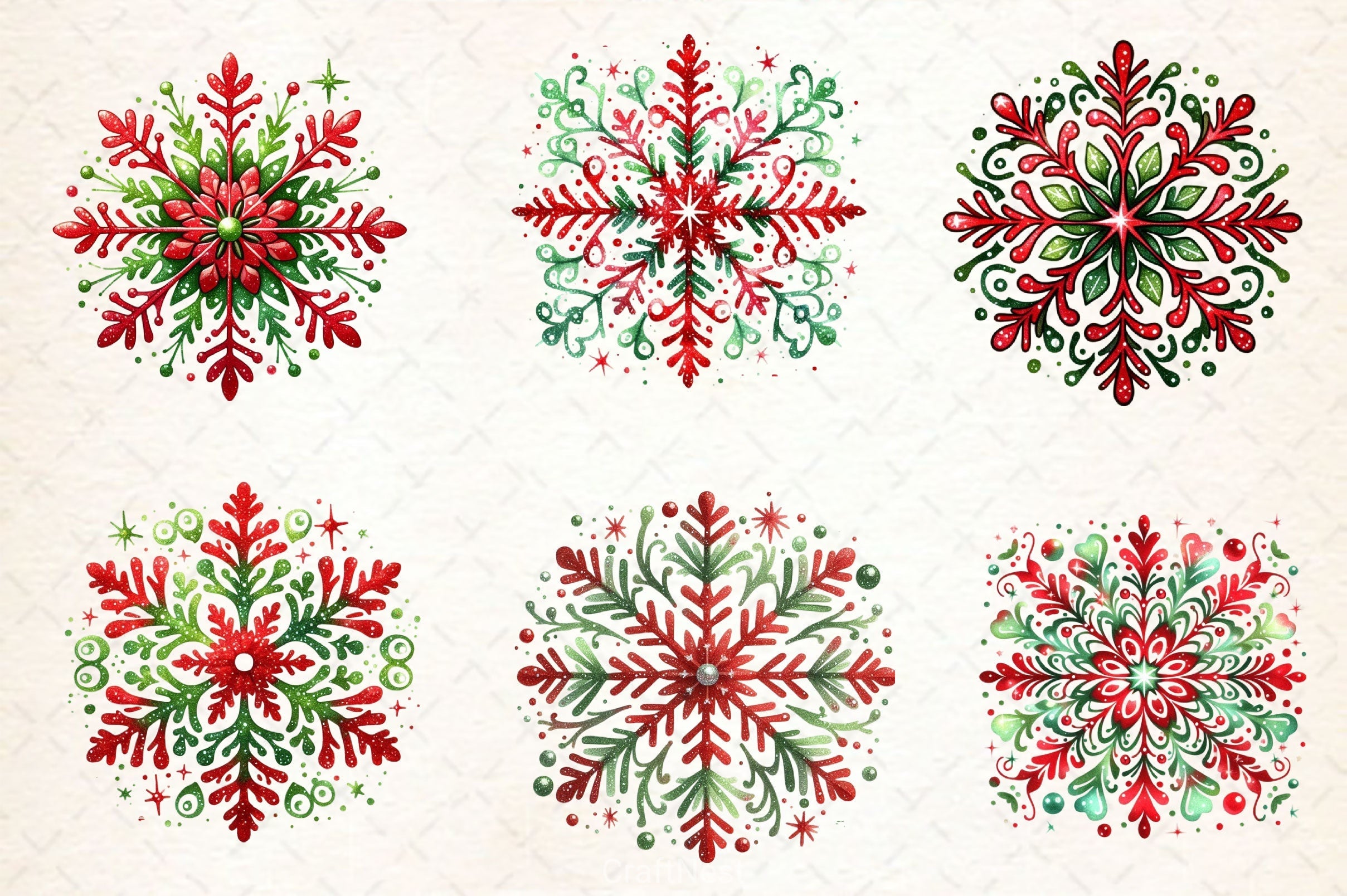 Christmas Snowflake Clipart Bundle 2
