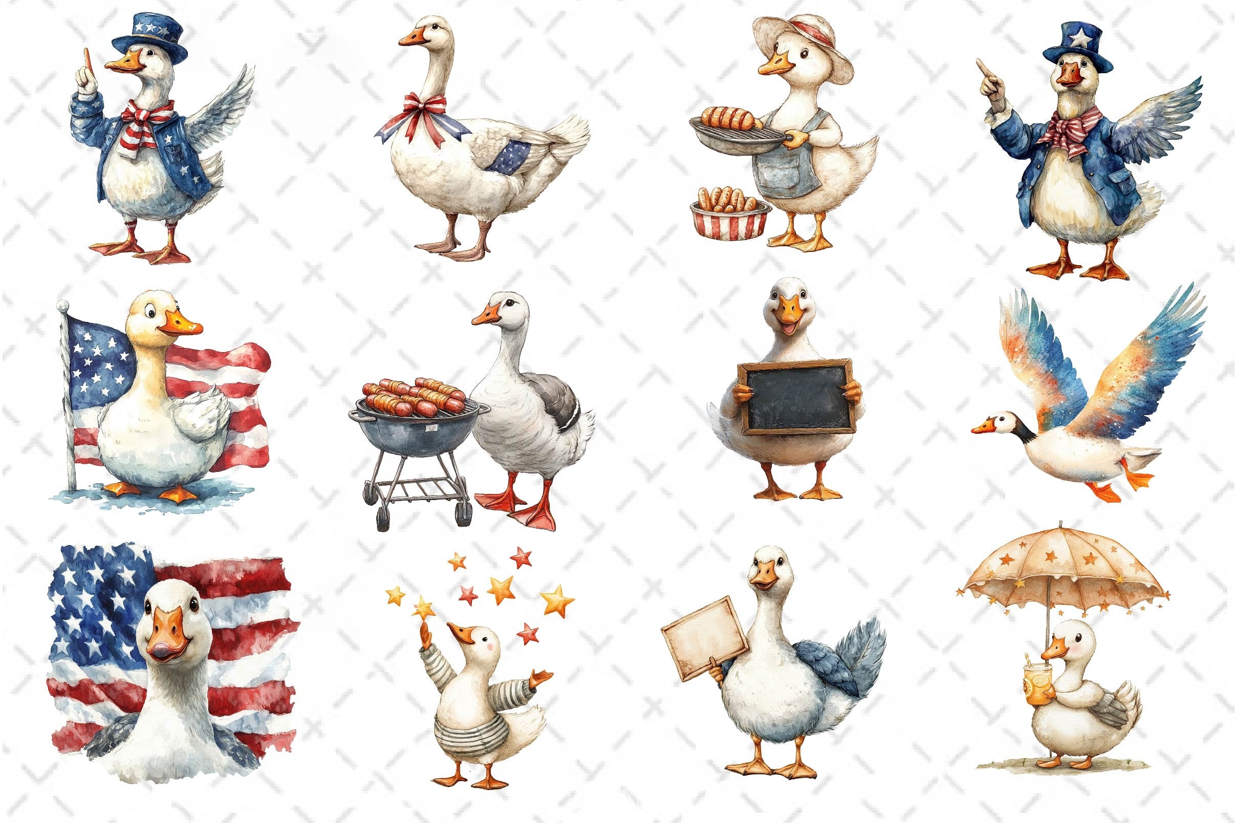 4th Of July Goose Clipart Bundle 2
