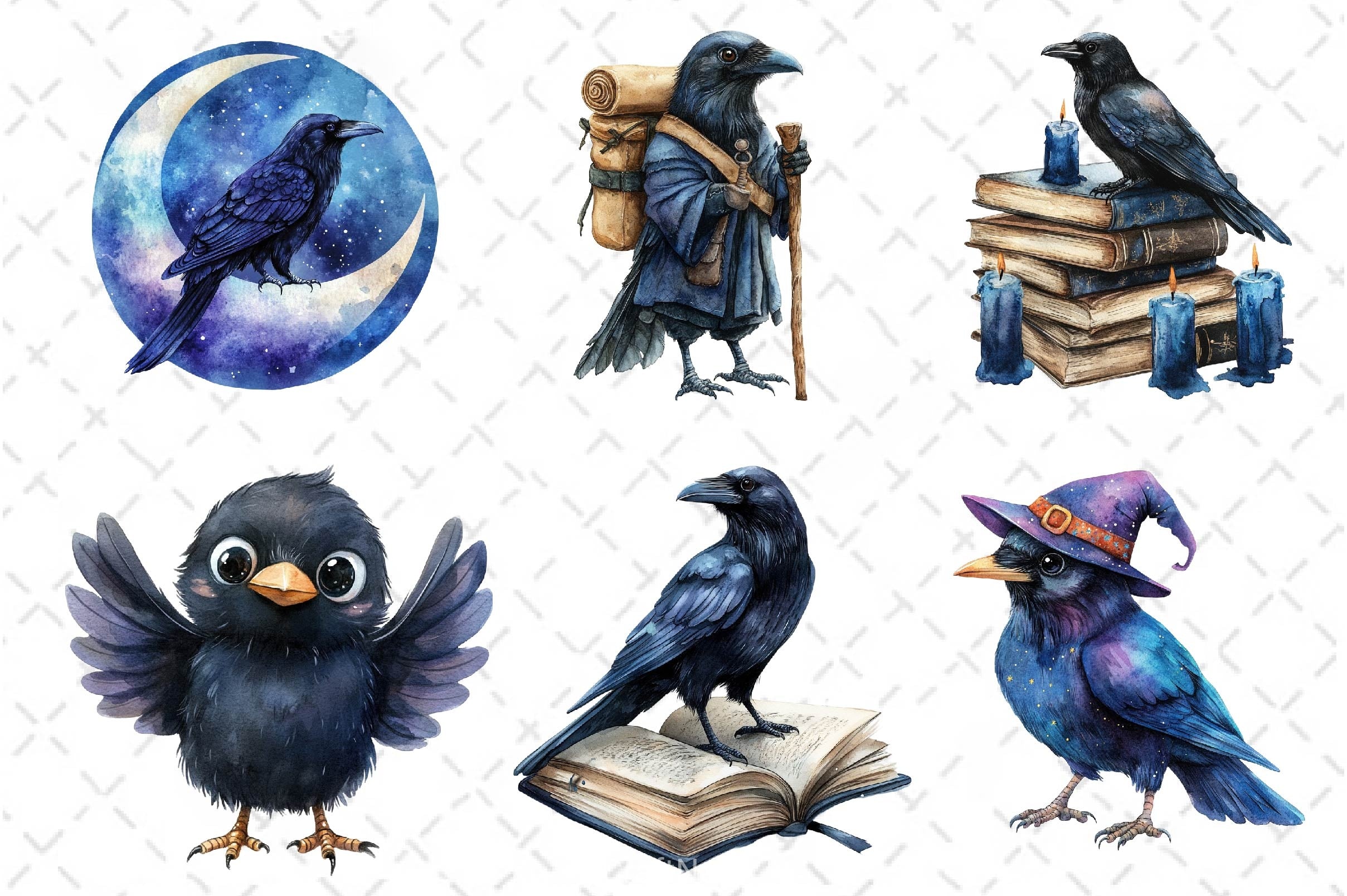 Raven Bird Clipart Bundle