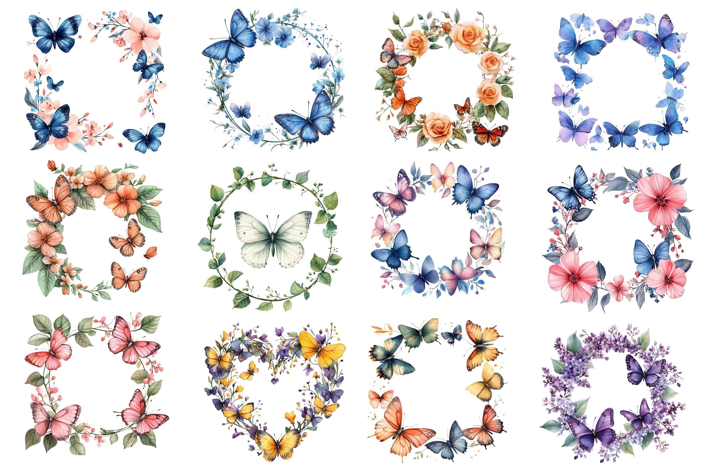 Spring Butterfly Border Clipart Bundle 2