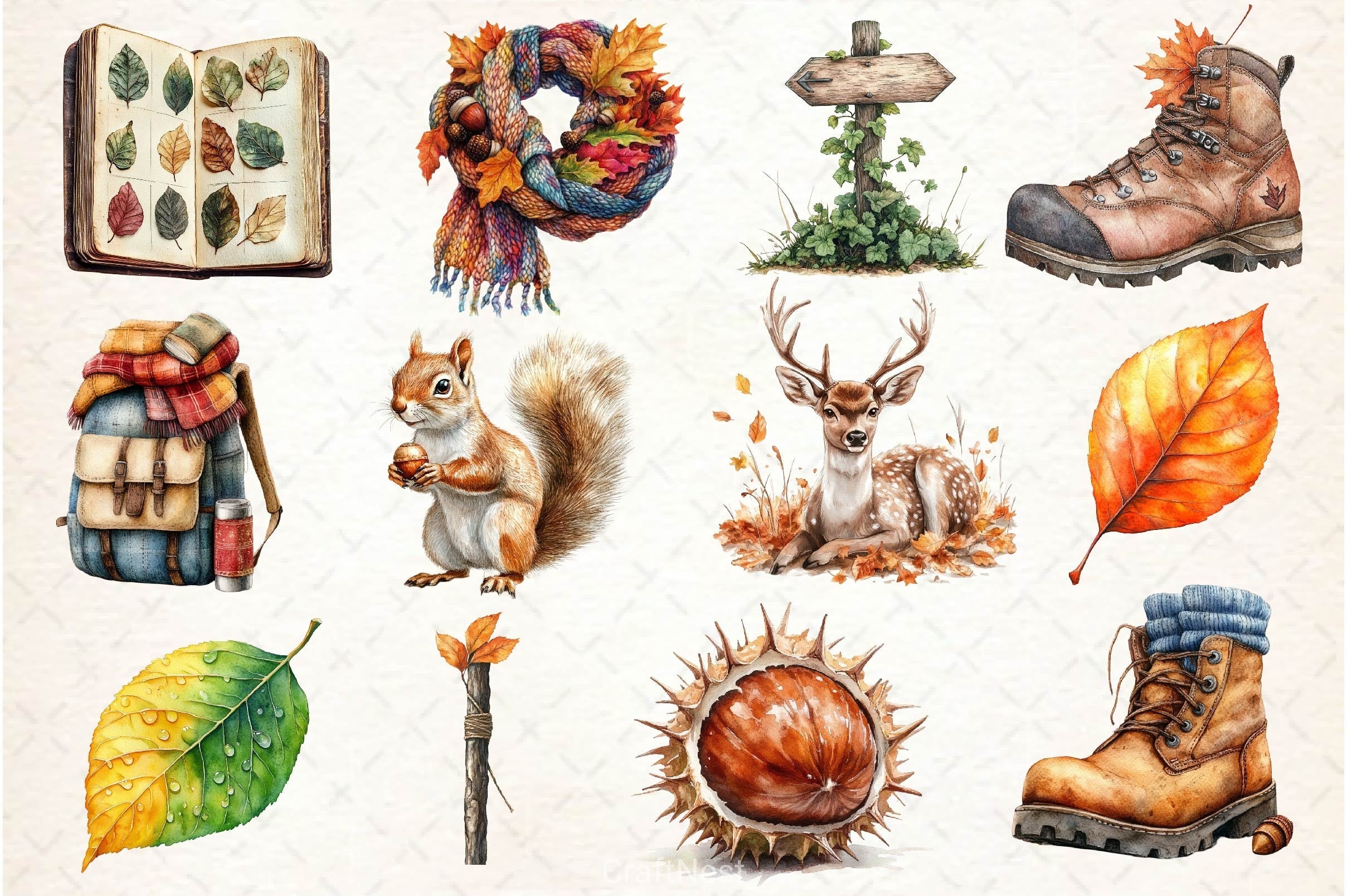 Autumn Nature Walk Clipart Bundle 3