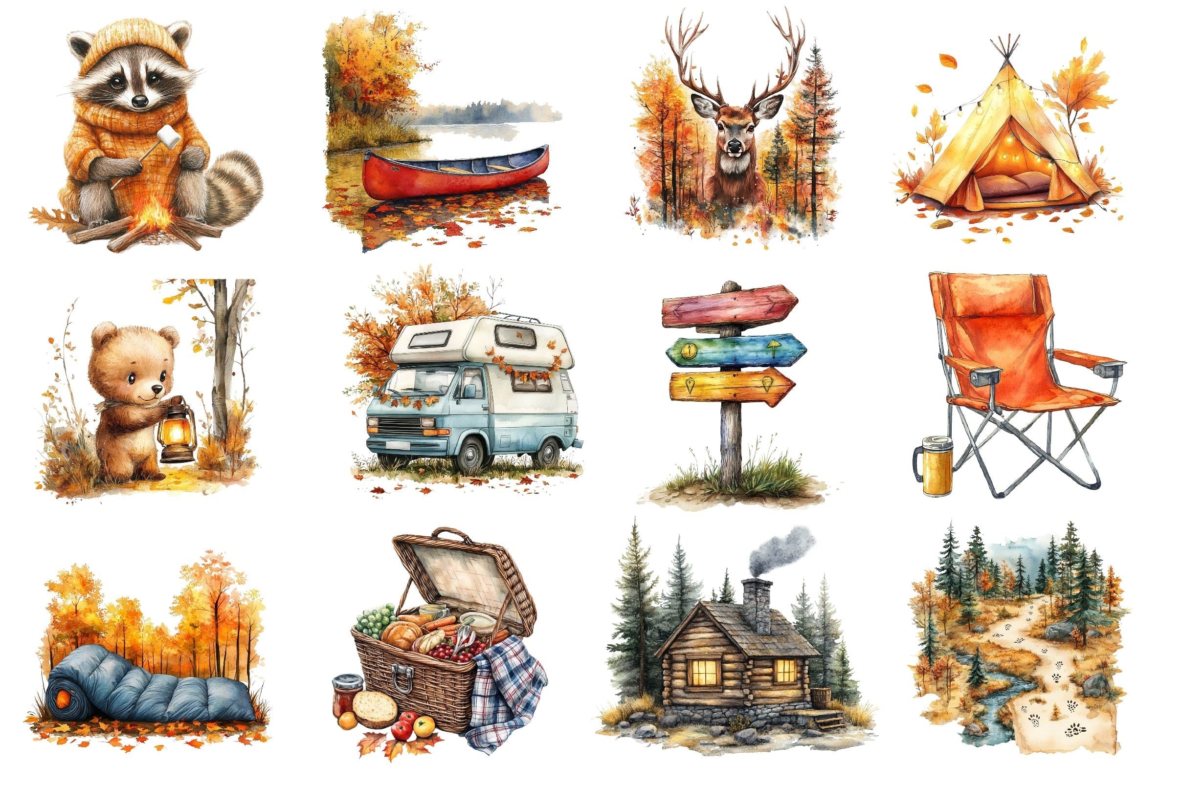 Autumn Camping Trip Clipart Bundle 2