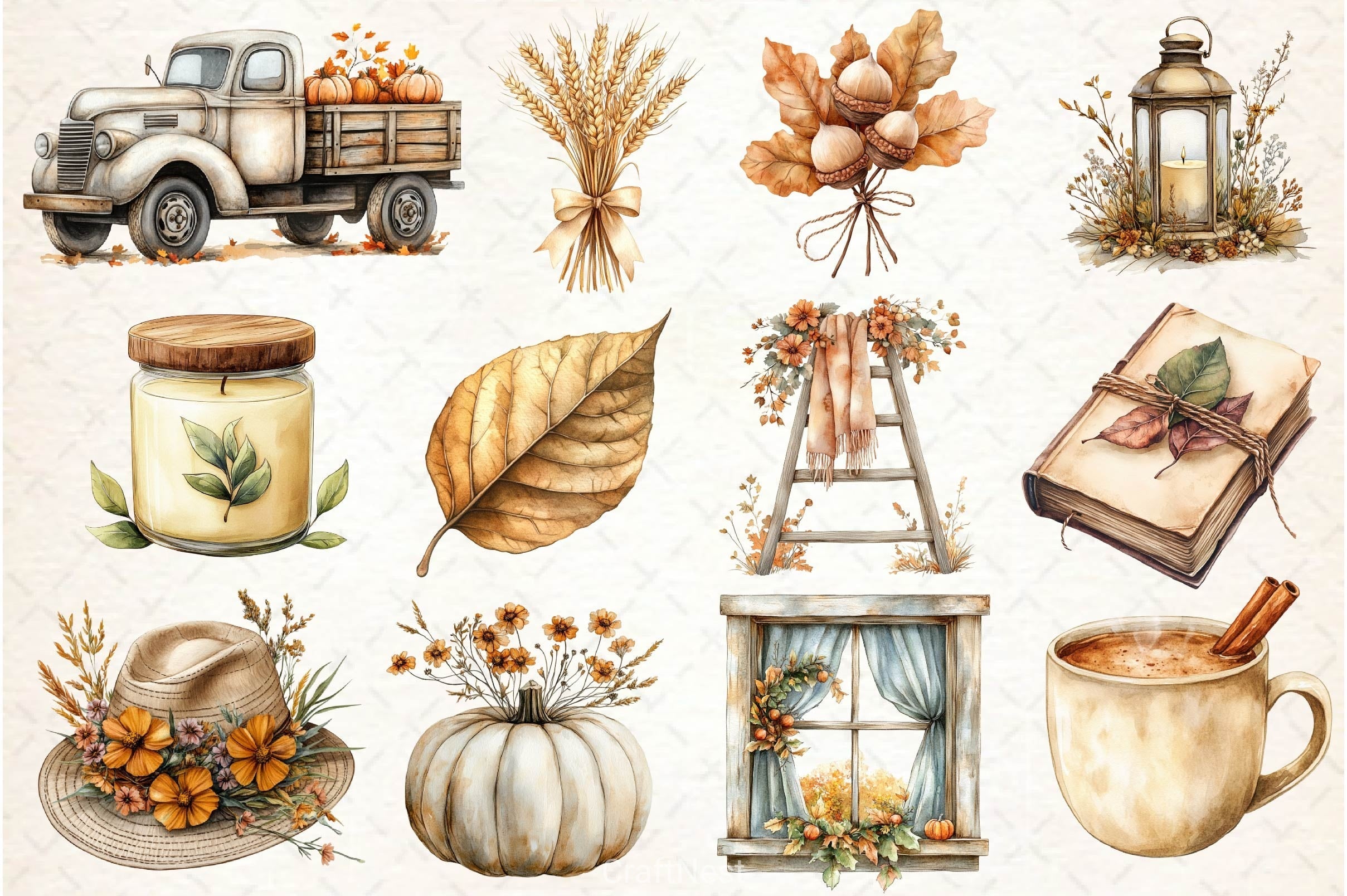 Beige Autumn Clipart Bundle