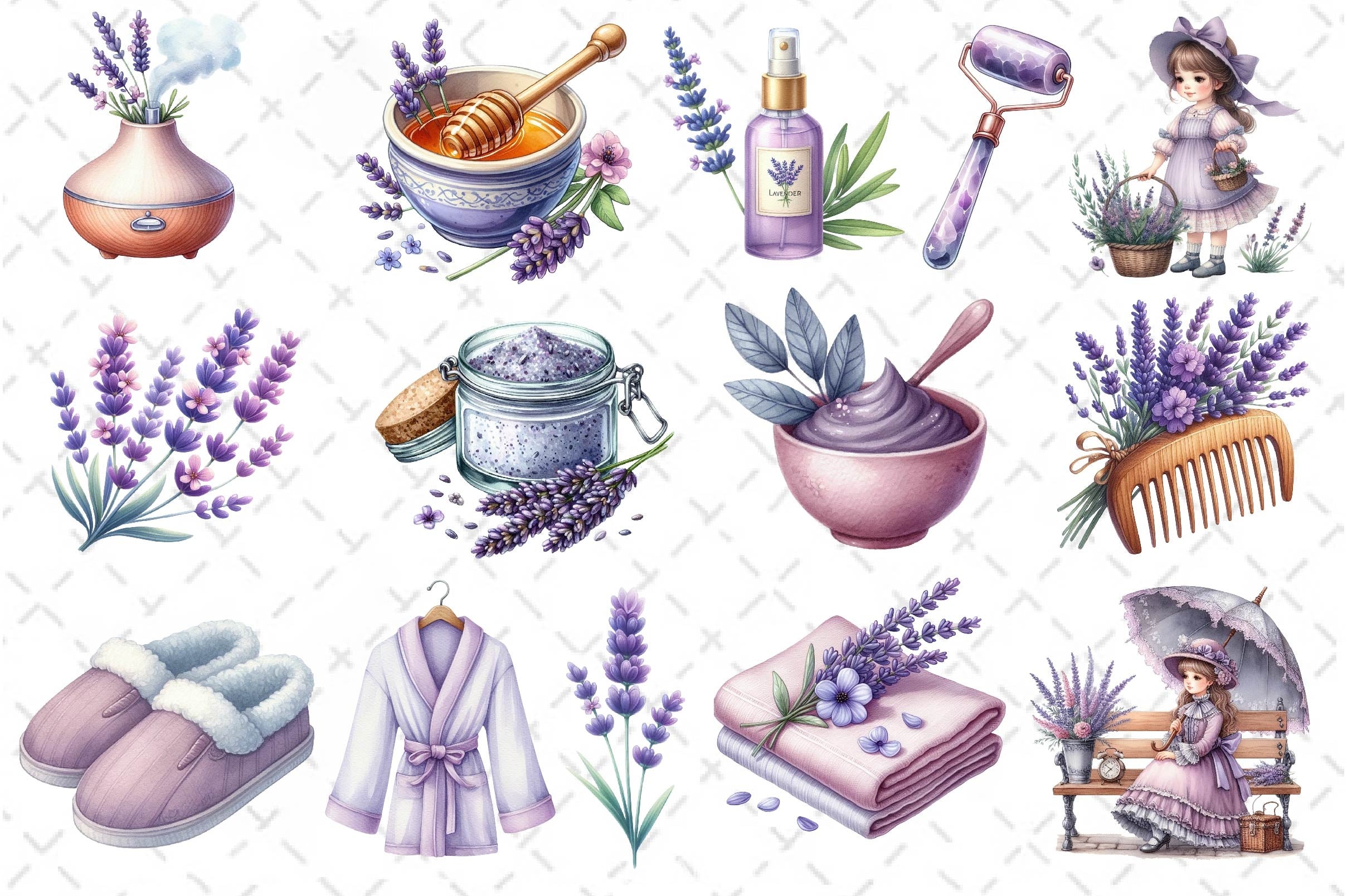 Lavender Pamper Time Clipart Bundle